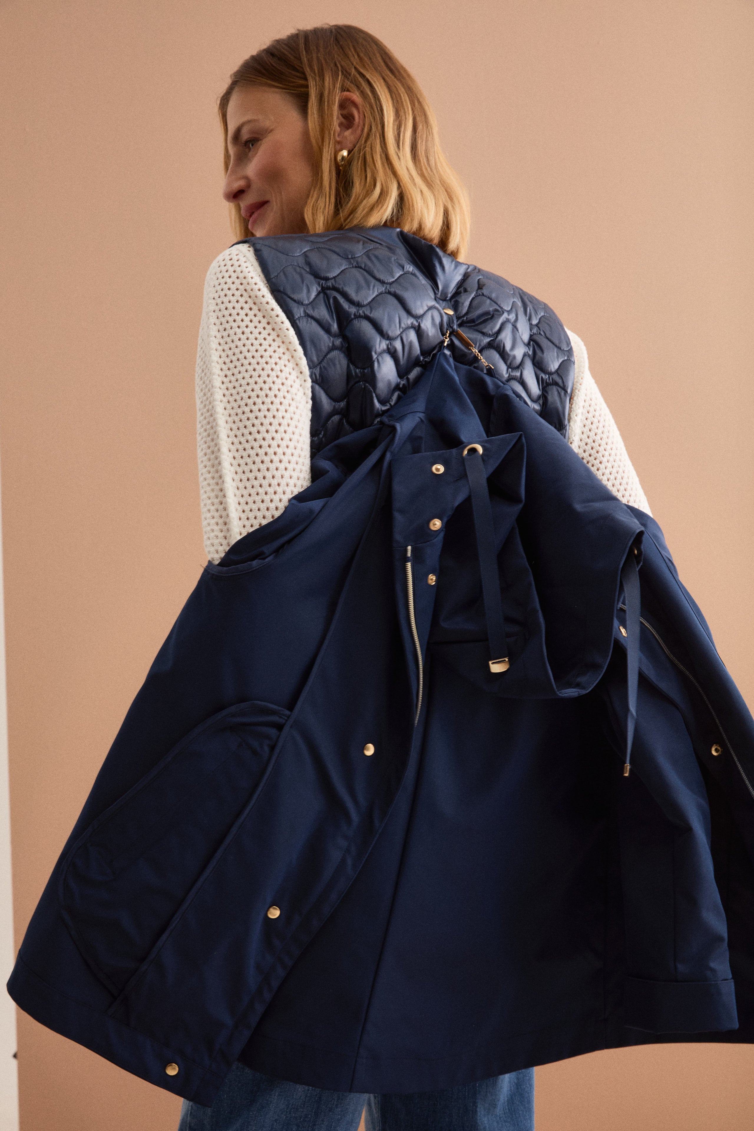 Wasserabweisende Jacke mit Kapuze und herausnehmbarer Weste - BLAU