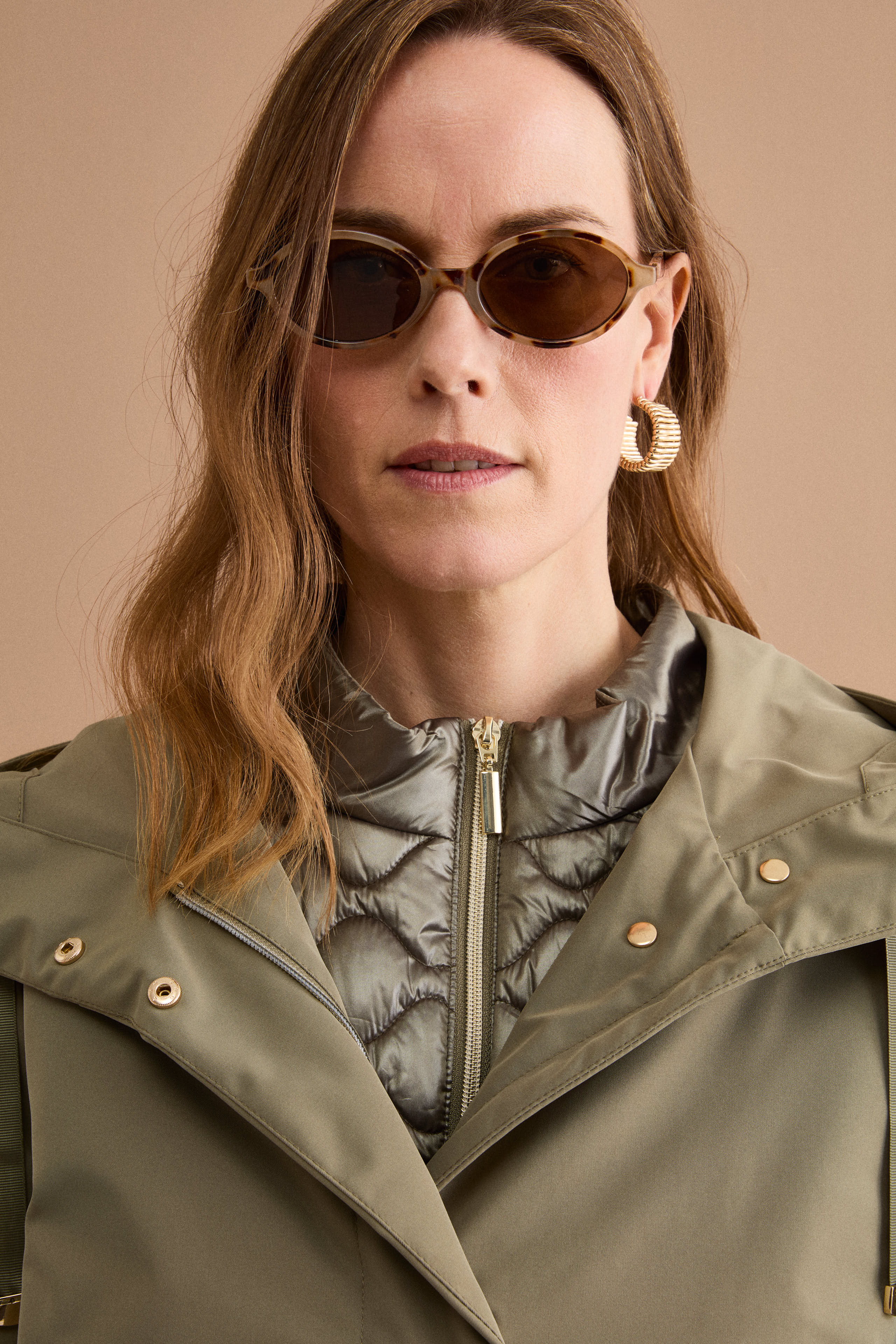 Wasserabweisende Jacke mit Kapuze und herausnehmbarer Weste - Militärgrün