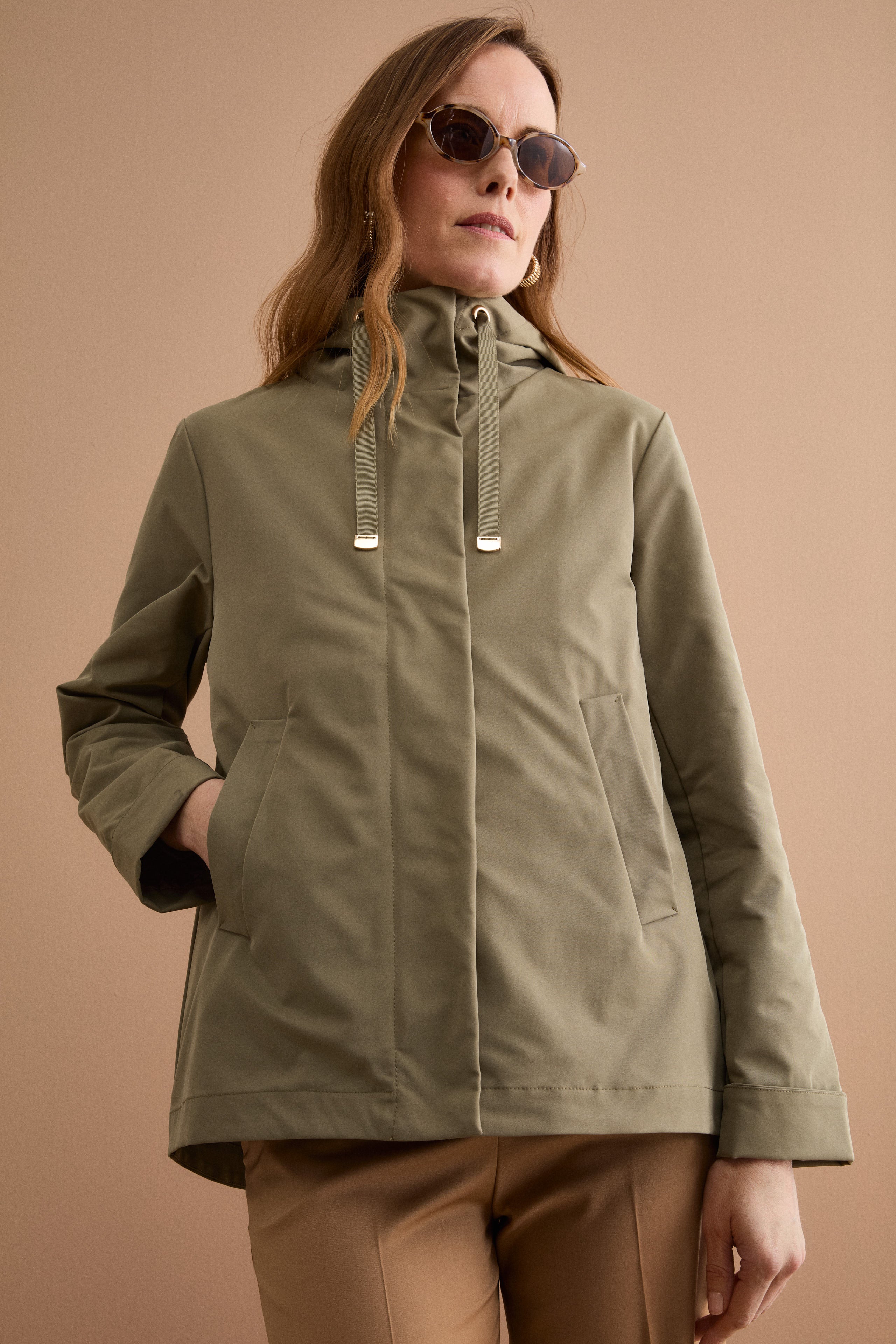 Wasserabweisende Jacke mit Kapuze und herausnehmbarer Weste - Militärgrün