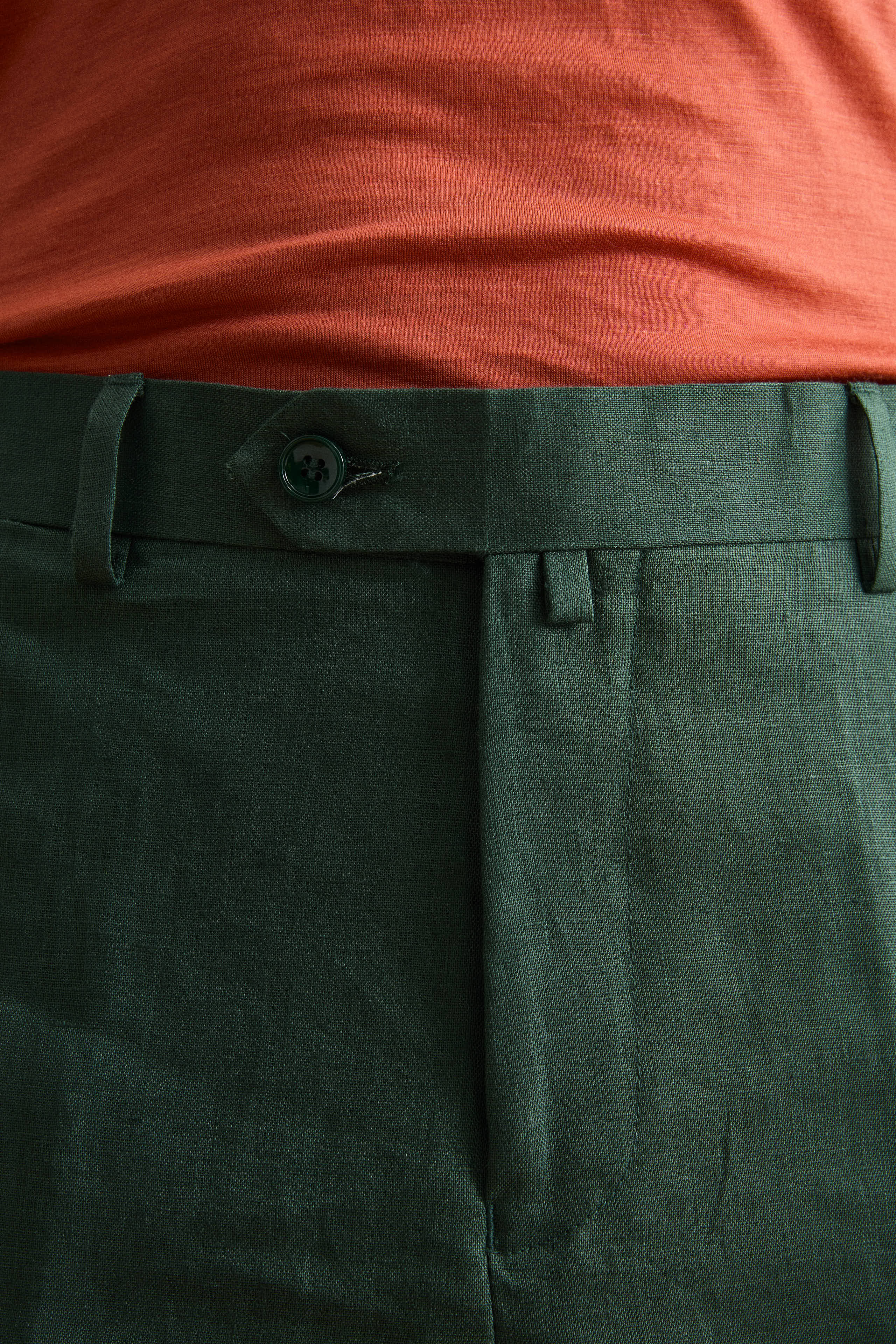 Regular Fit Einreihiger Leinenanzug - GRÜN