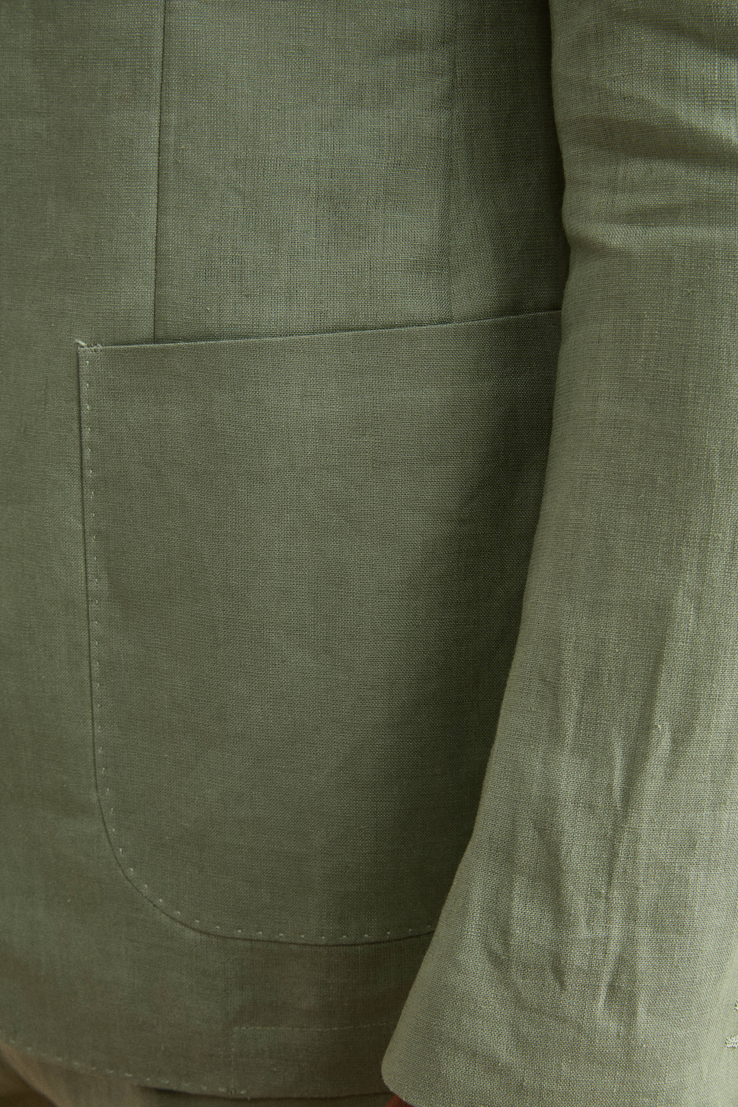 Slim Fit Half-Lined Linen Suit - Sage green