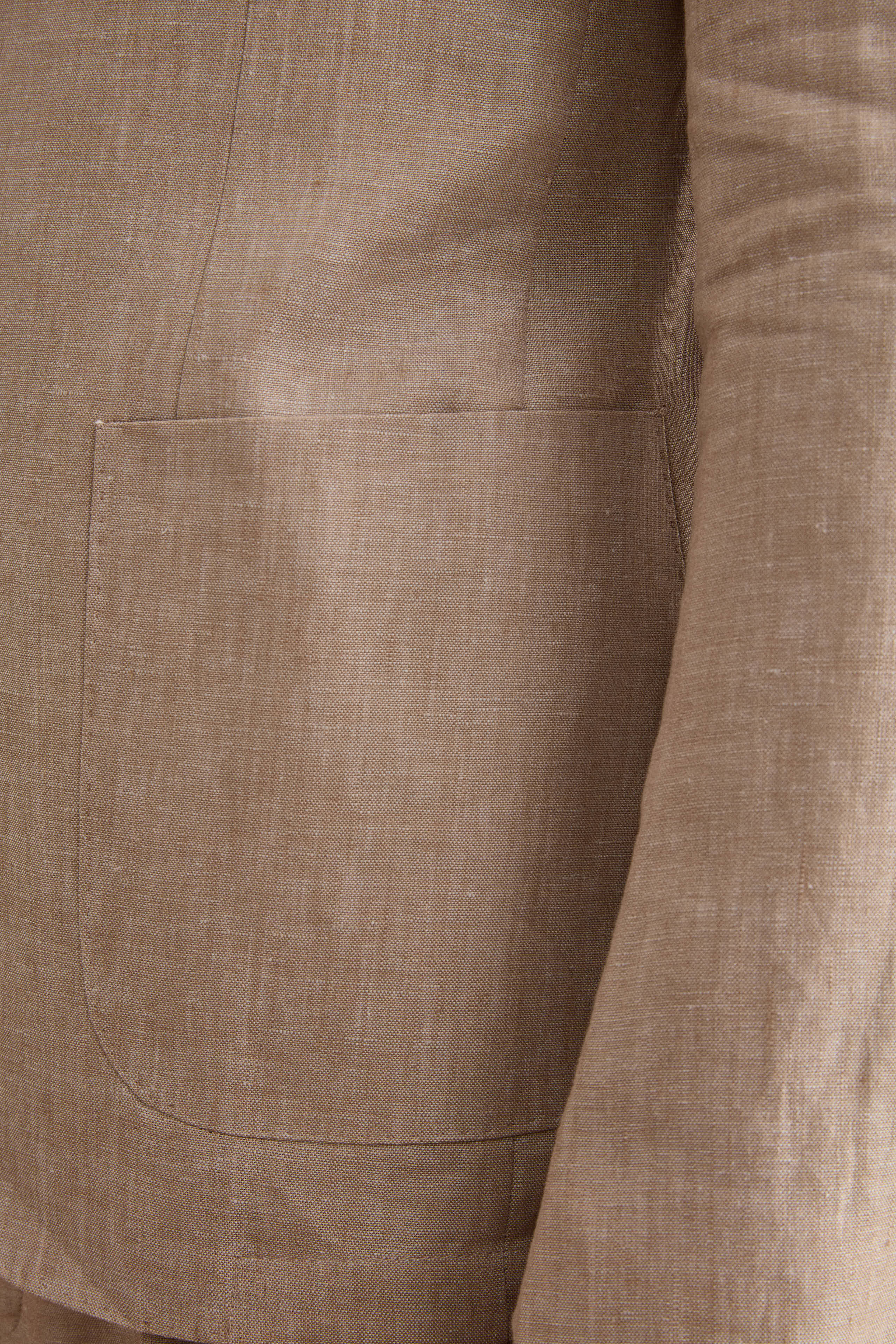 Abito Slim Fit Monopetto Semifoderato in Lino Melange - CAFFE