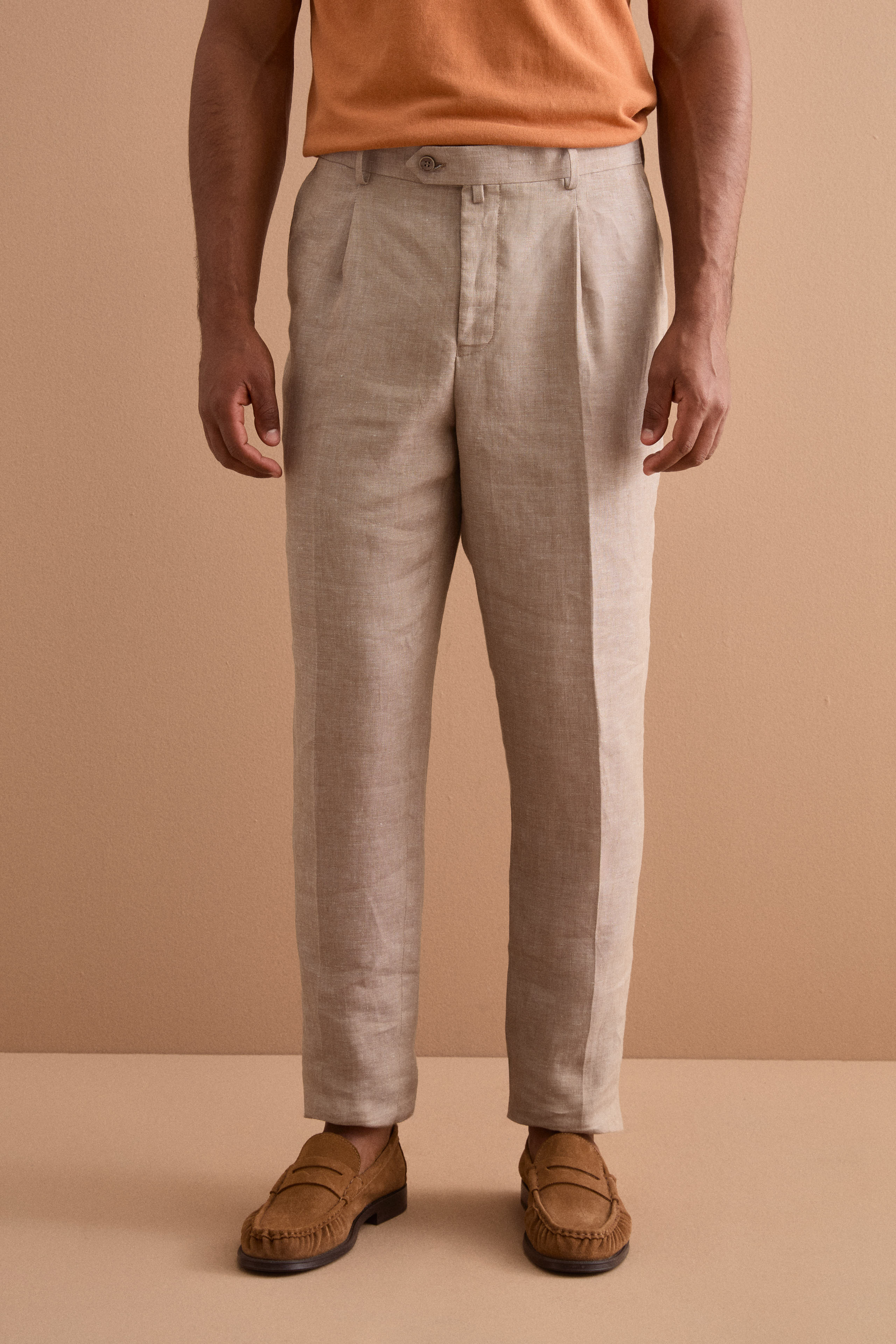 Abito Slim Fit Monopetto Semifoderato in Lino Melange - CAFFE