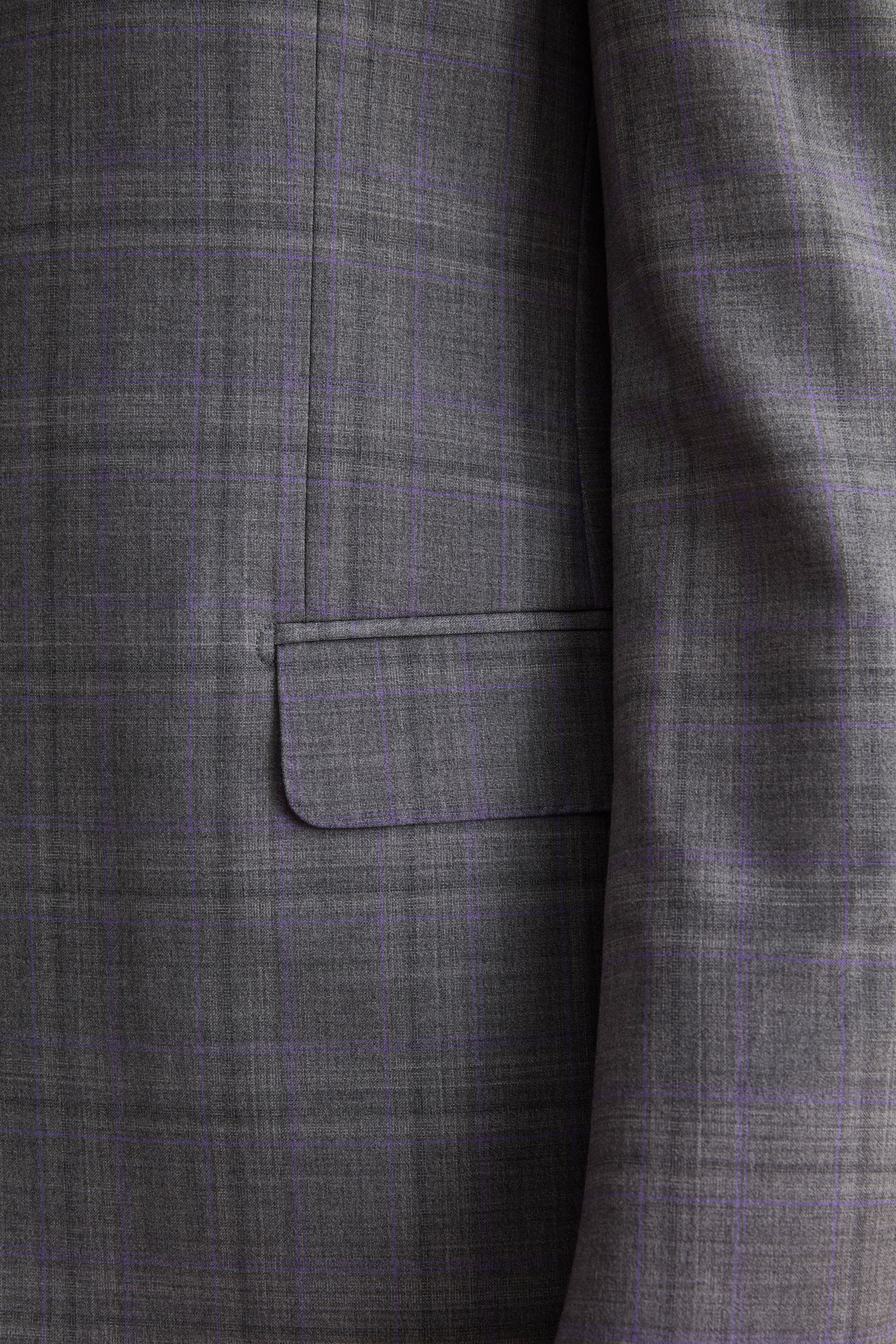 Single-Breasted Check Virgin Wool Suit Regular Fit - Grey check