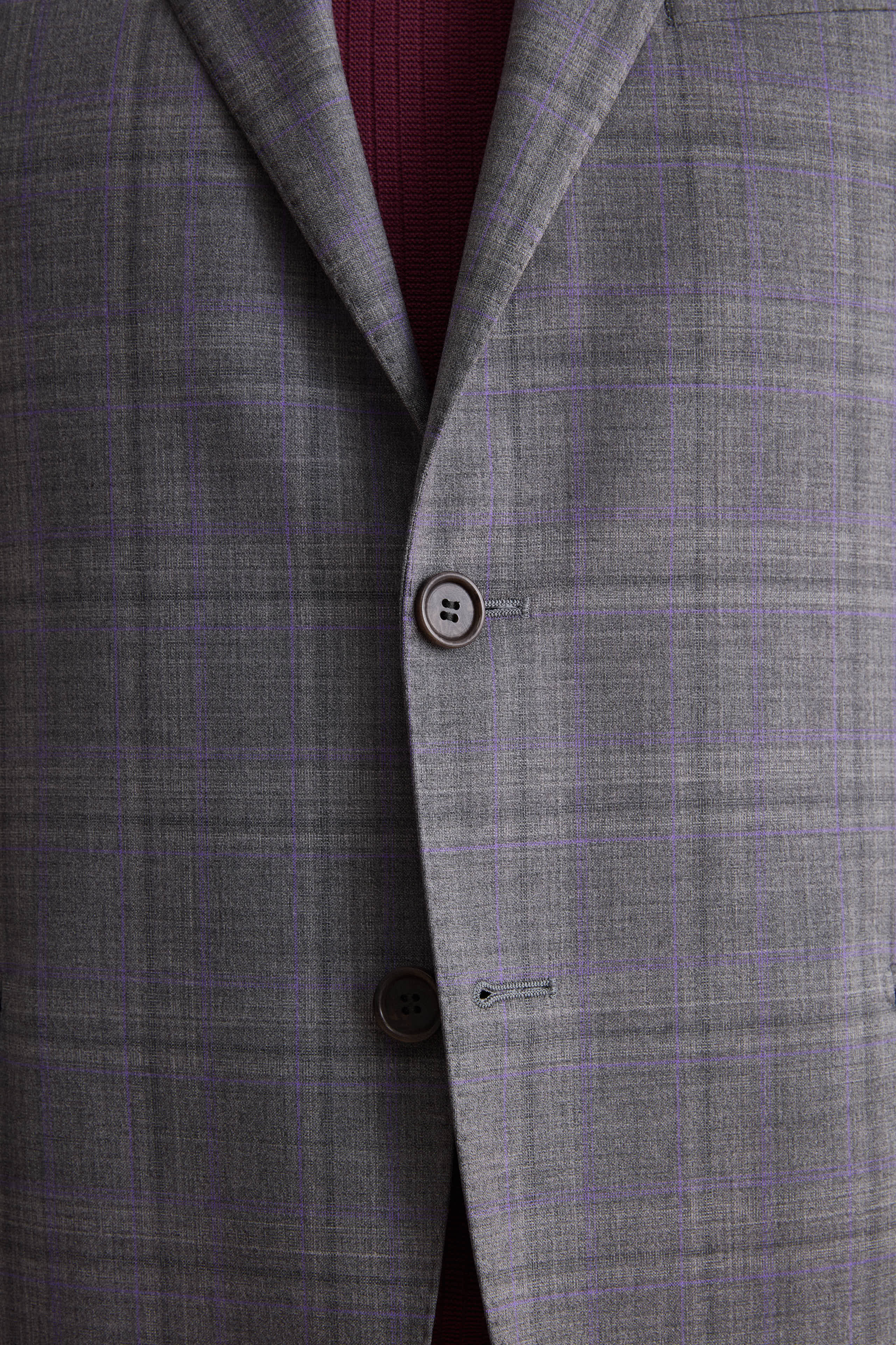 Single-Breasted Check Virgin Wool Suit Regular Fit - Grey check