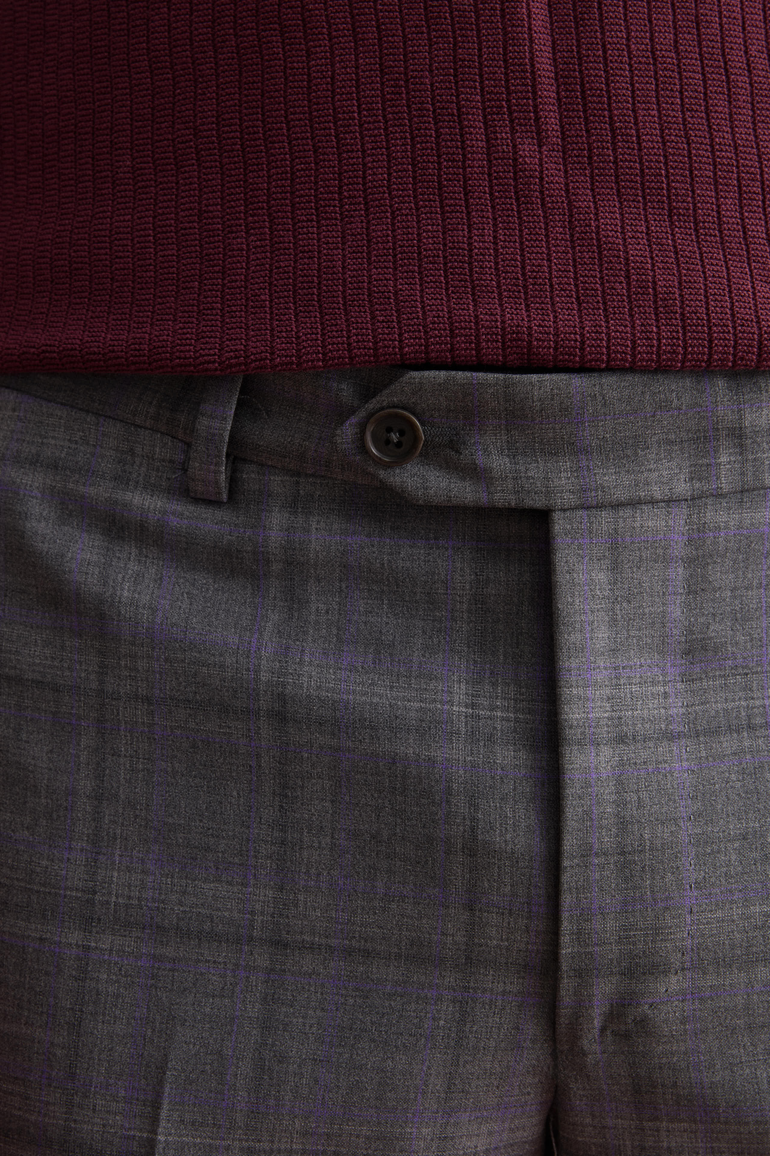 Single-Breasted Check Virgin Wool Suit Regular Fit - Grey check