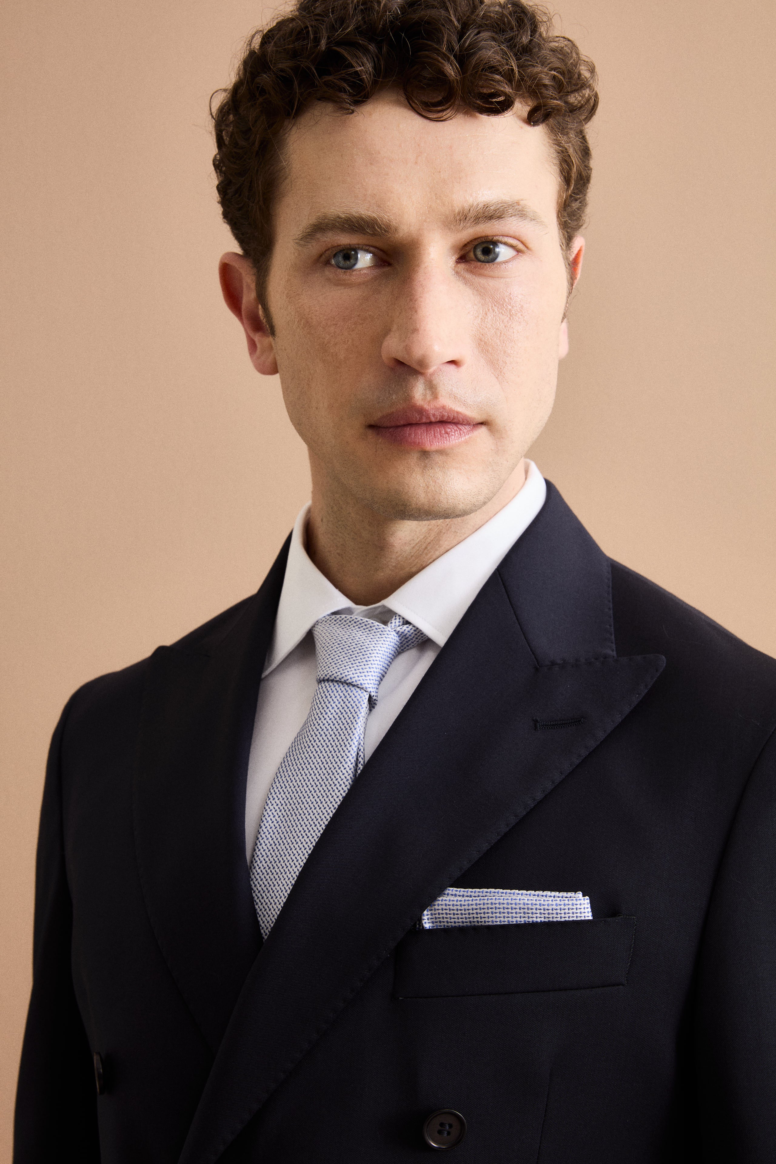 Gefütterter Zweireihiger Anzug aus Reiner Schurwolle - BLAU