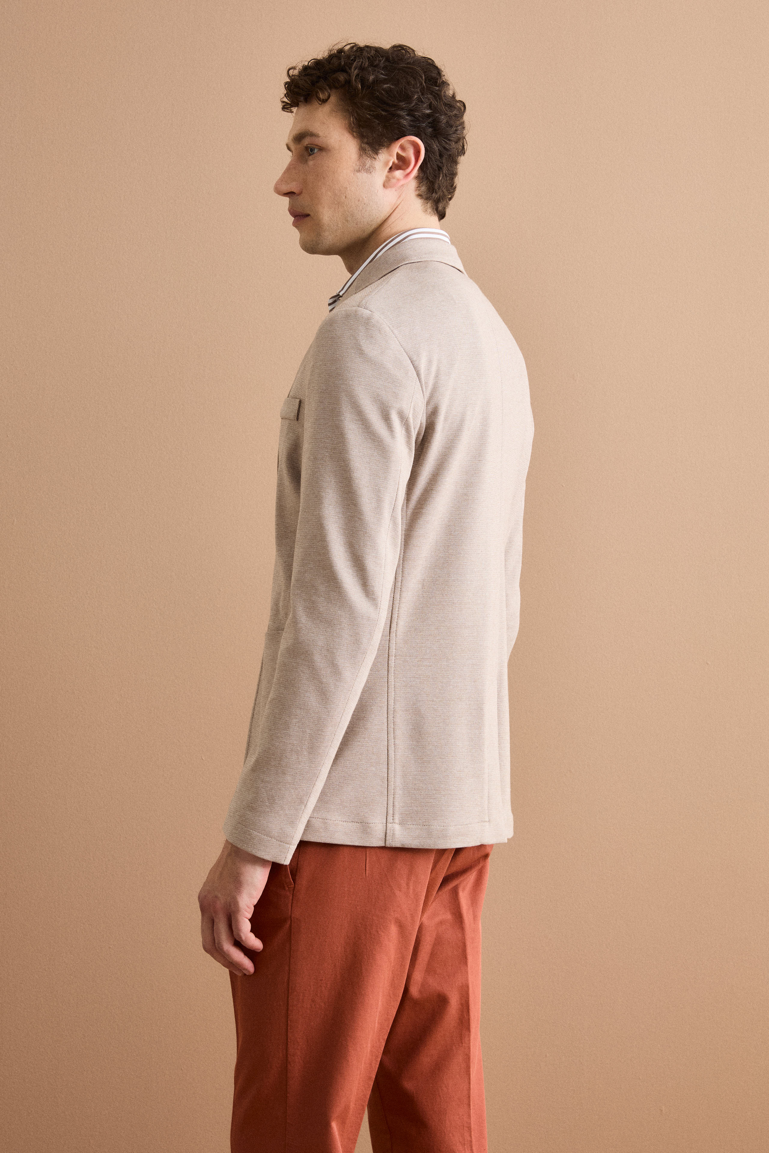Giacca Monopetto Slim Fit con Revers Classico - NATURALE