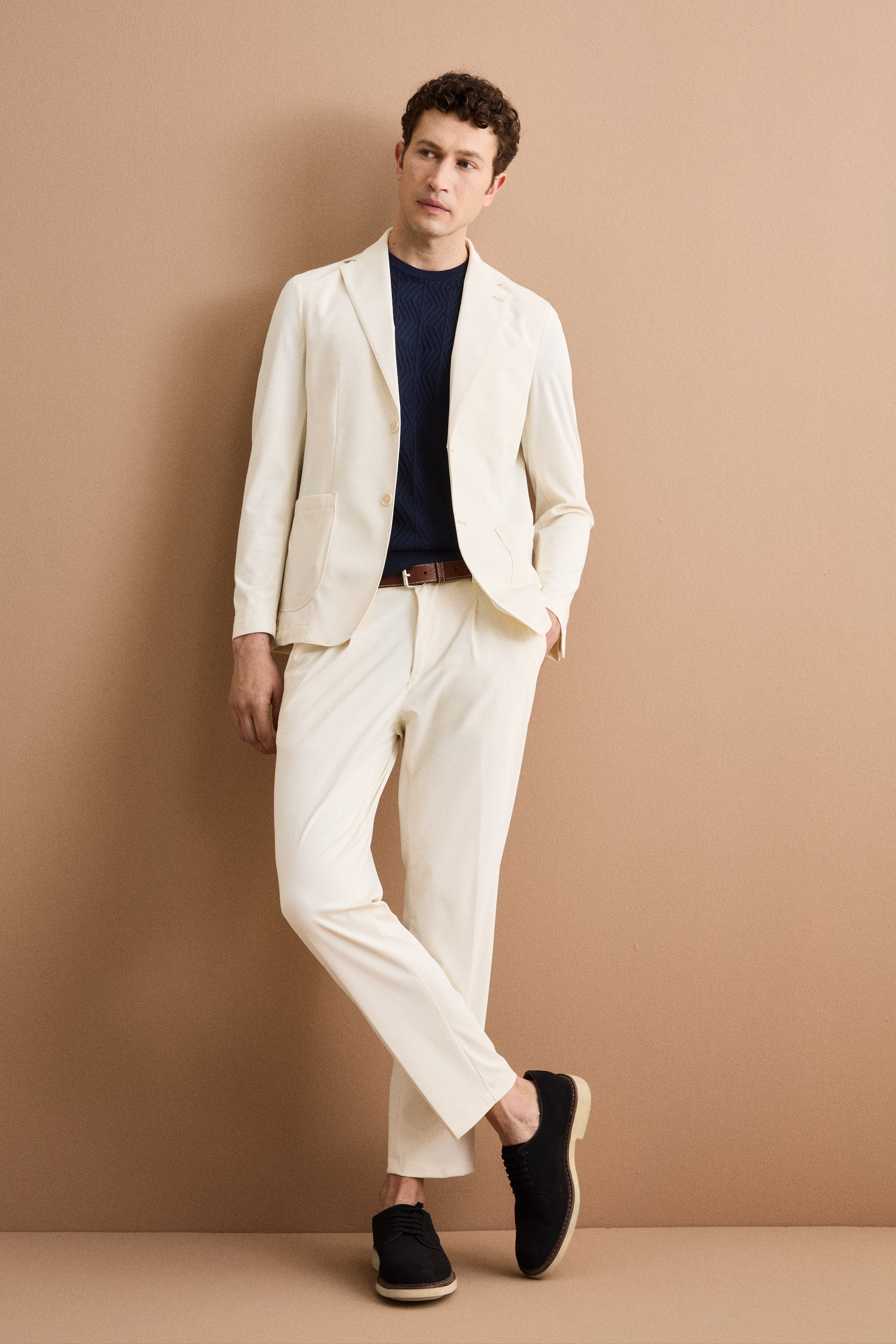 Slim Fit Technische Hose mit Elastischem Bund - CREAM