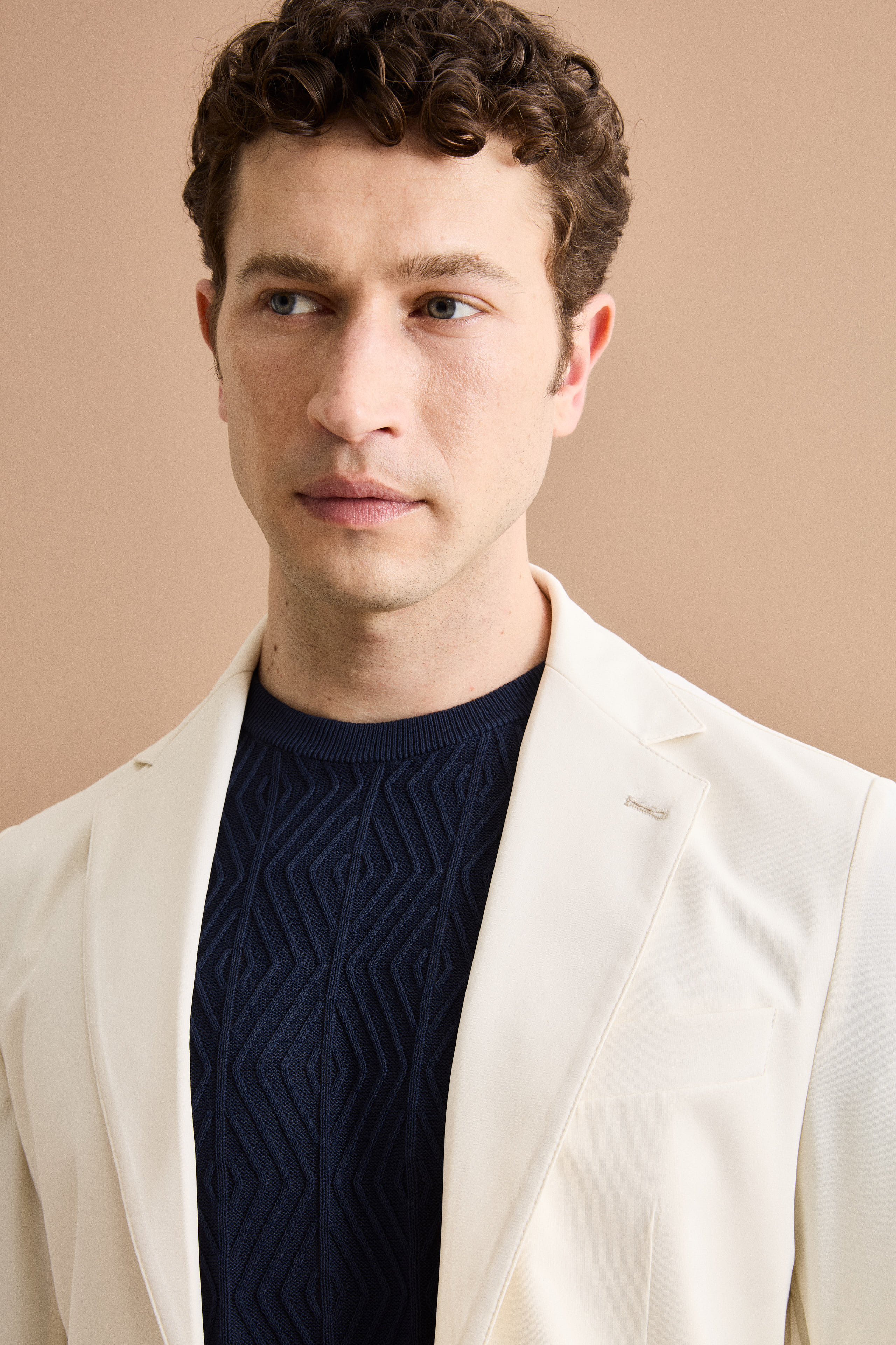 Giacca Tecnica Sfoderata Slim Fit - PANNA