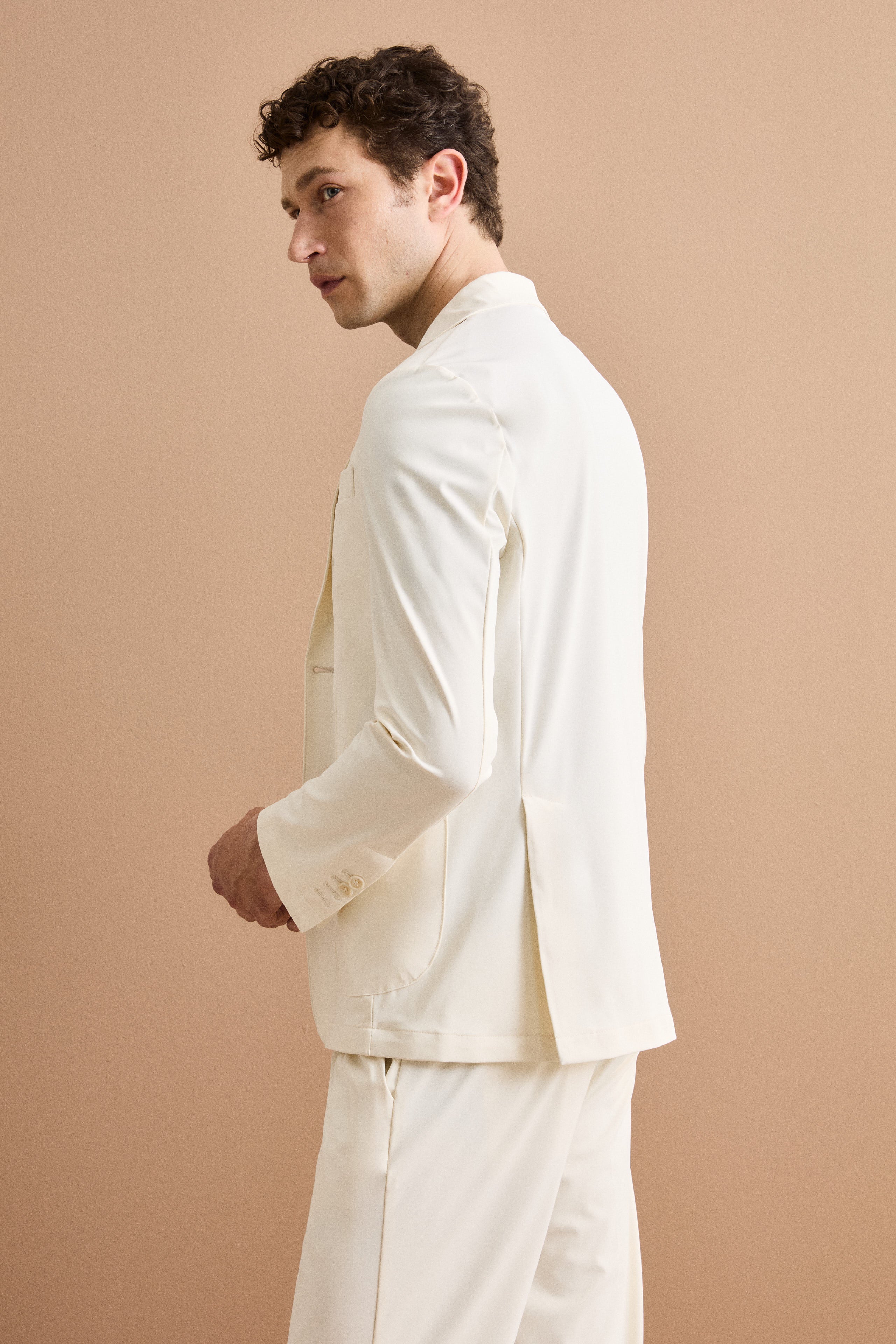 Giacca Tecnica Sfoderata Slim Fit - PANNA