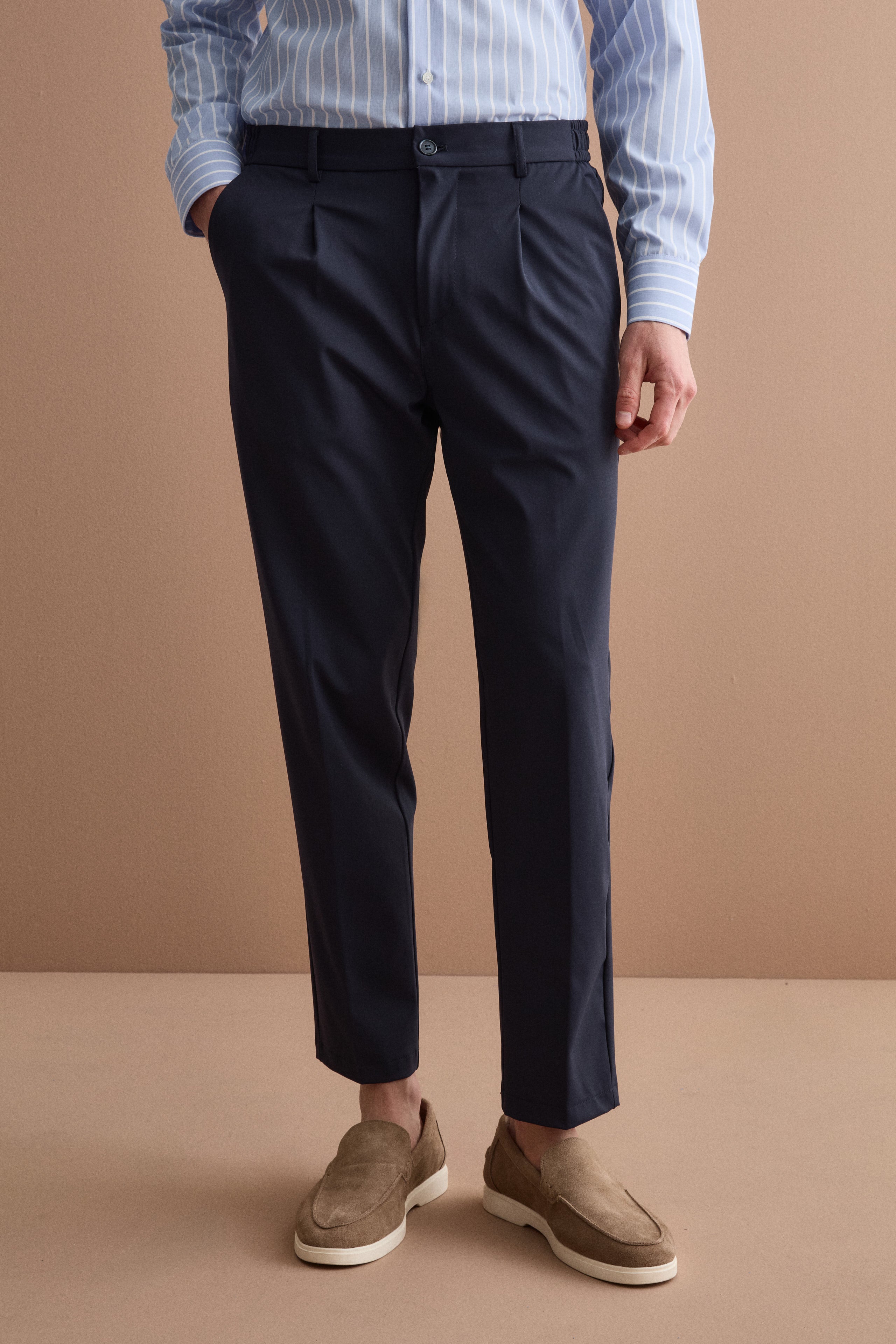 Slim Fit Technische Hose mit Elastischem Bund - BLAU