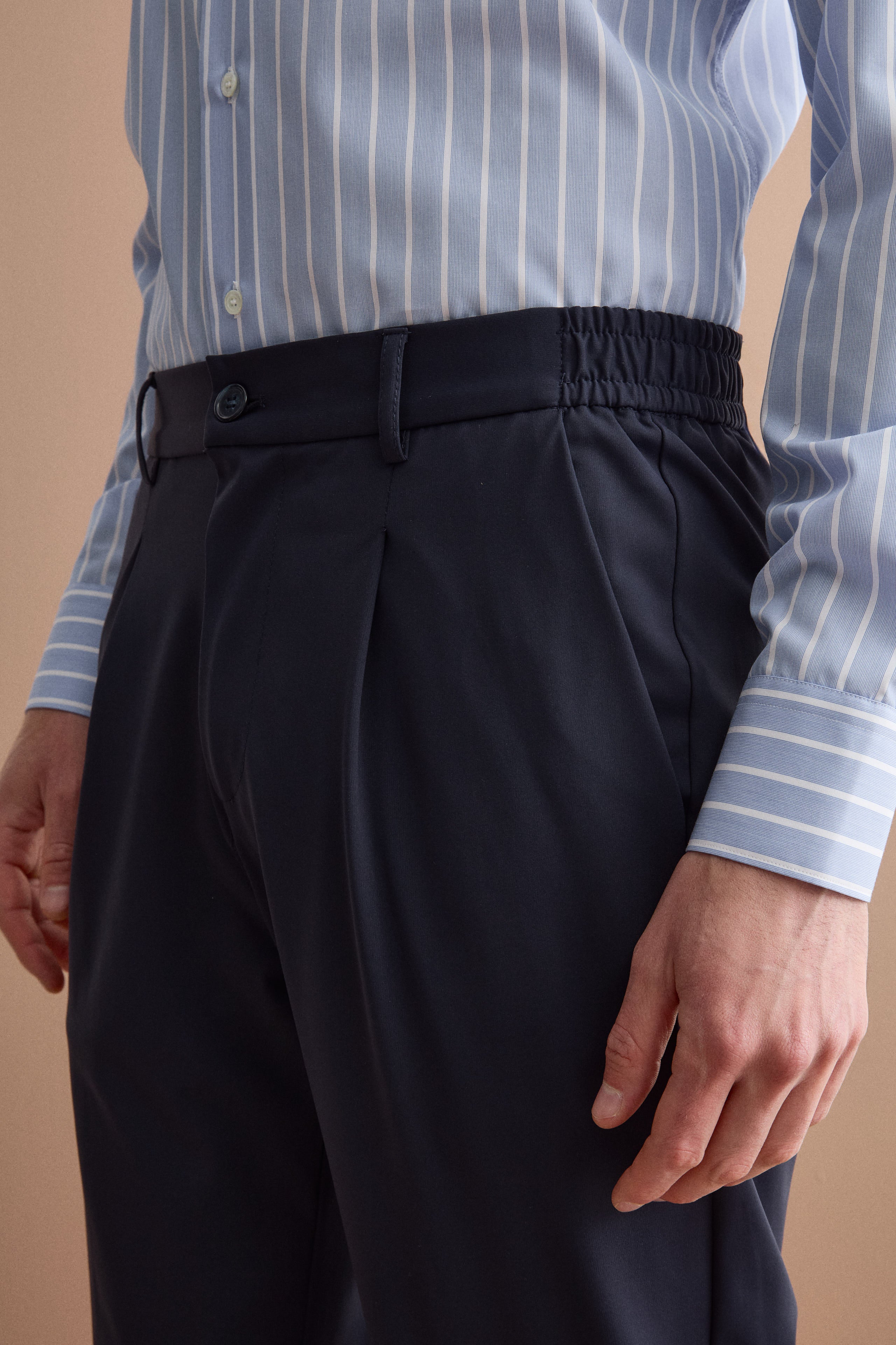 Slim Fit Technische Hose mit Elastischem Bund - BLAU