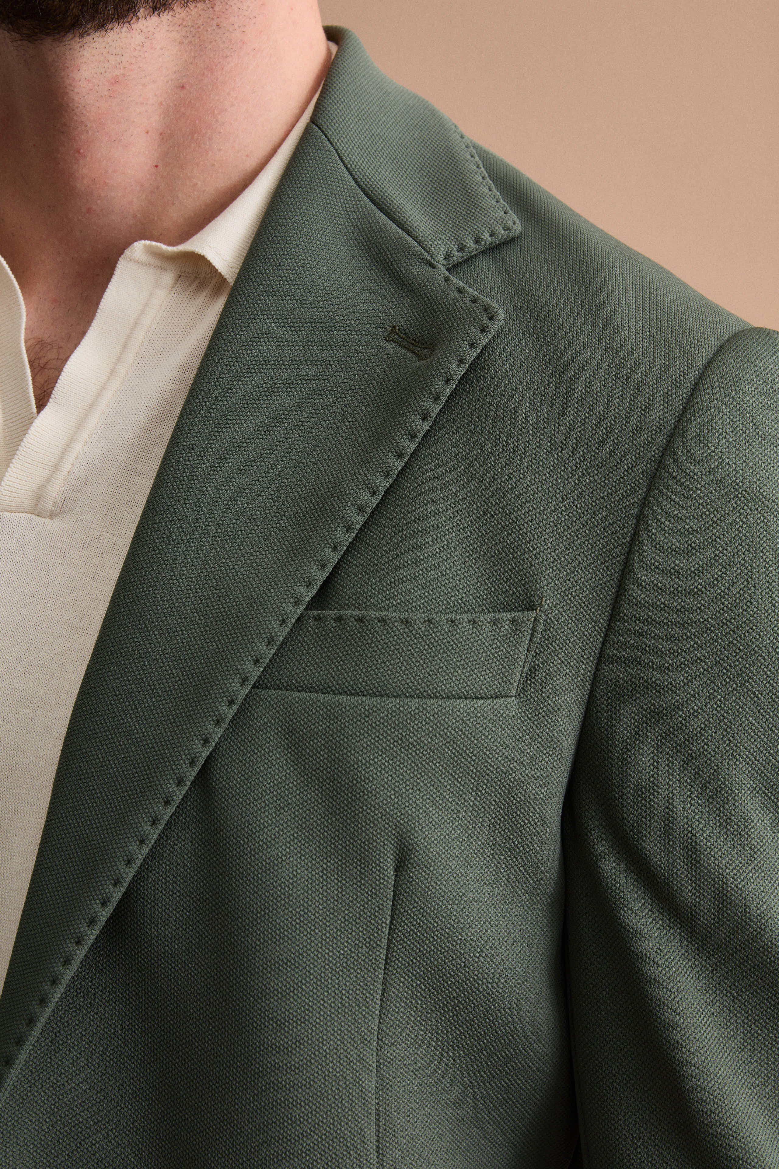 Giacca Slim Fit Semifoderata Revers Classico - VERDE