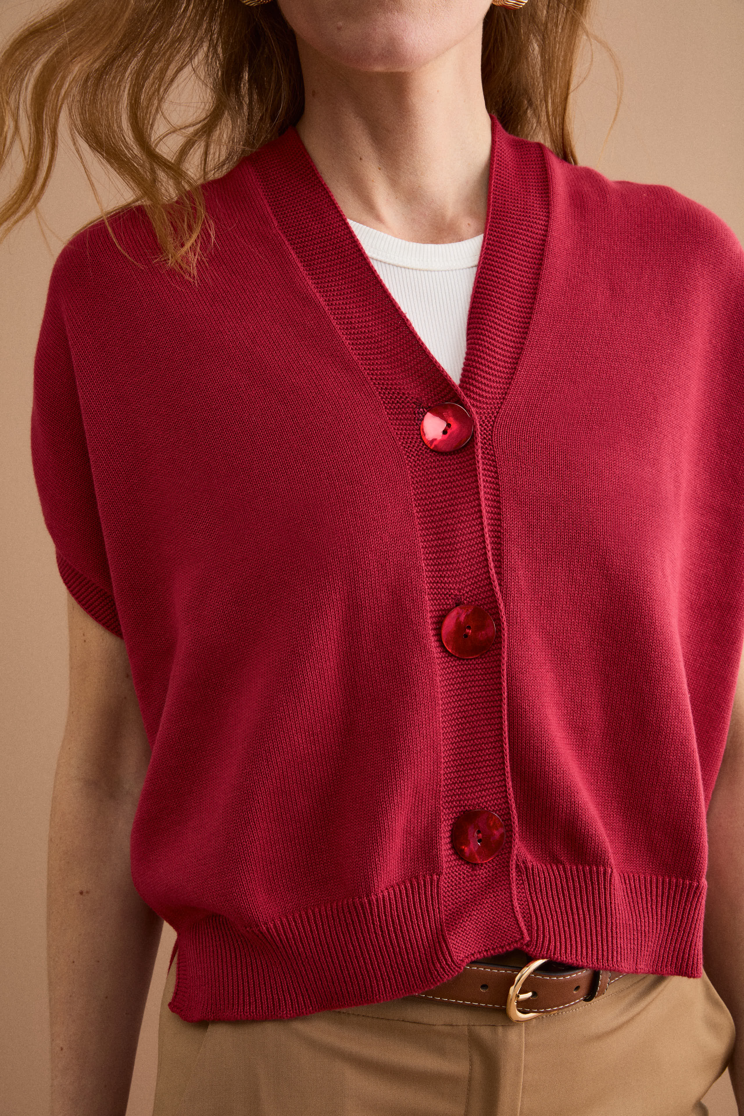 Baumwoll-Kimono-Cardigan - Burgundisch