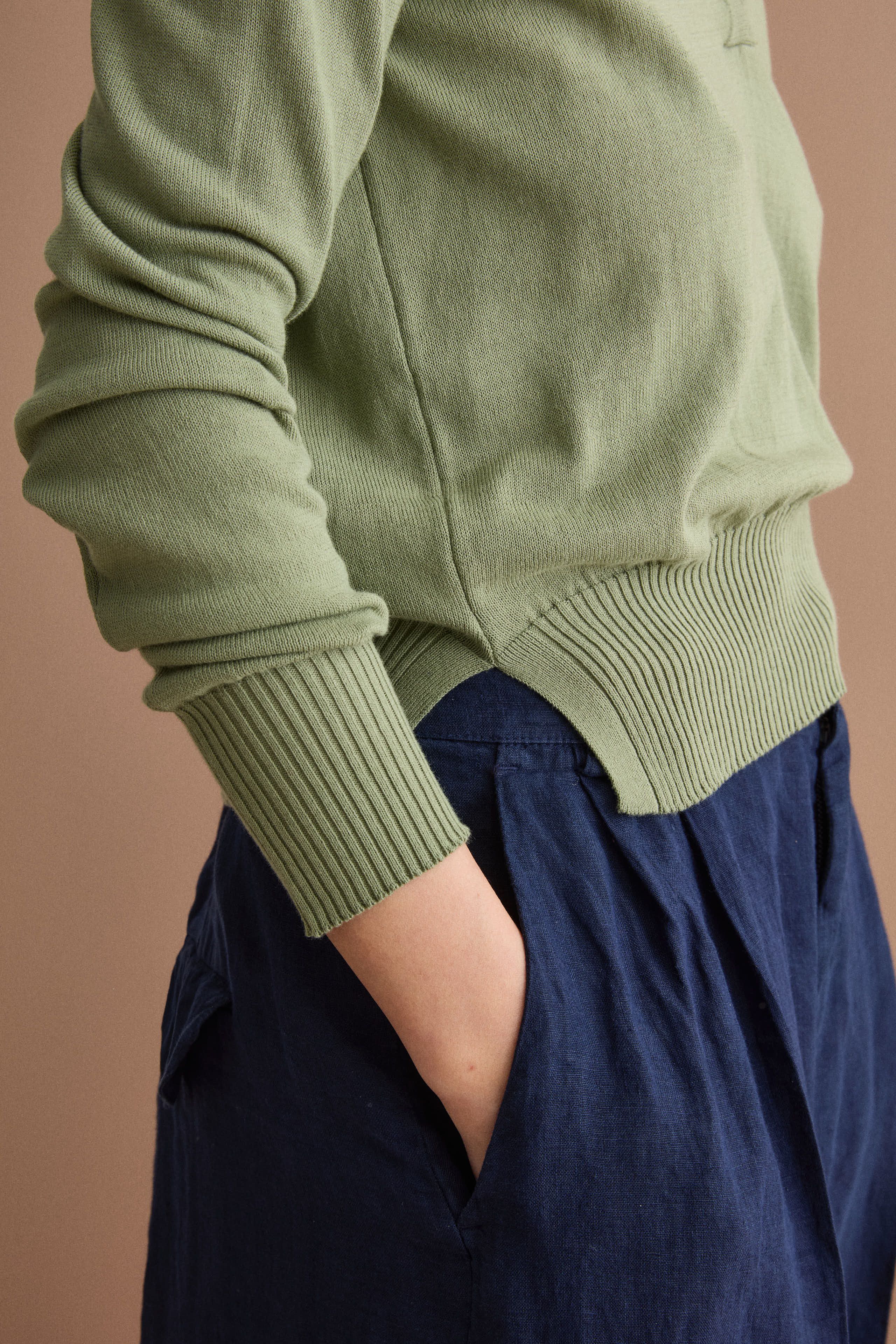 Polo Boxy Serafino in Cotone con Manica Lunga - VERDE MILITARE