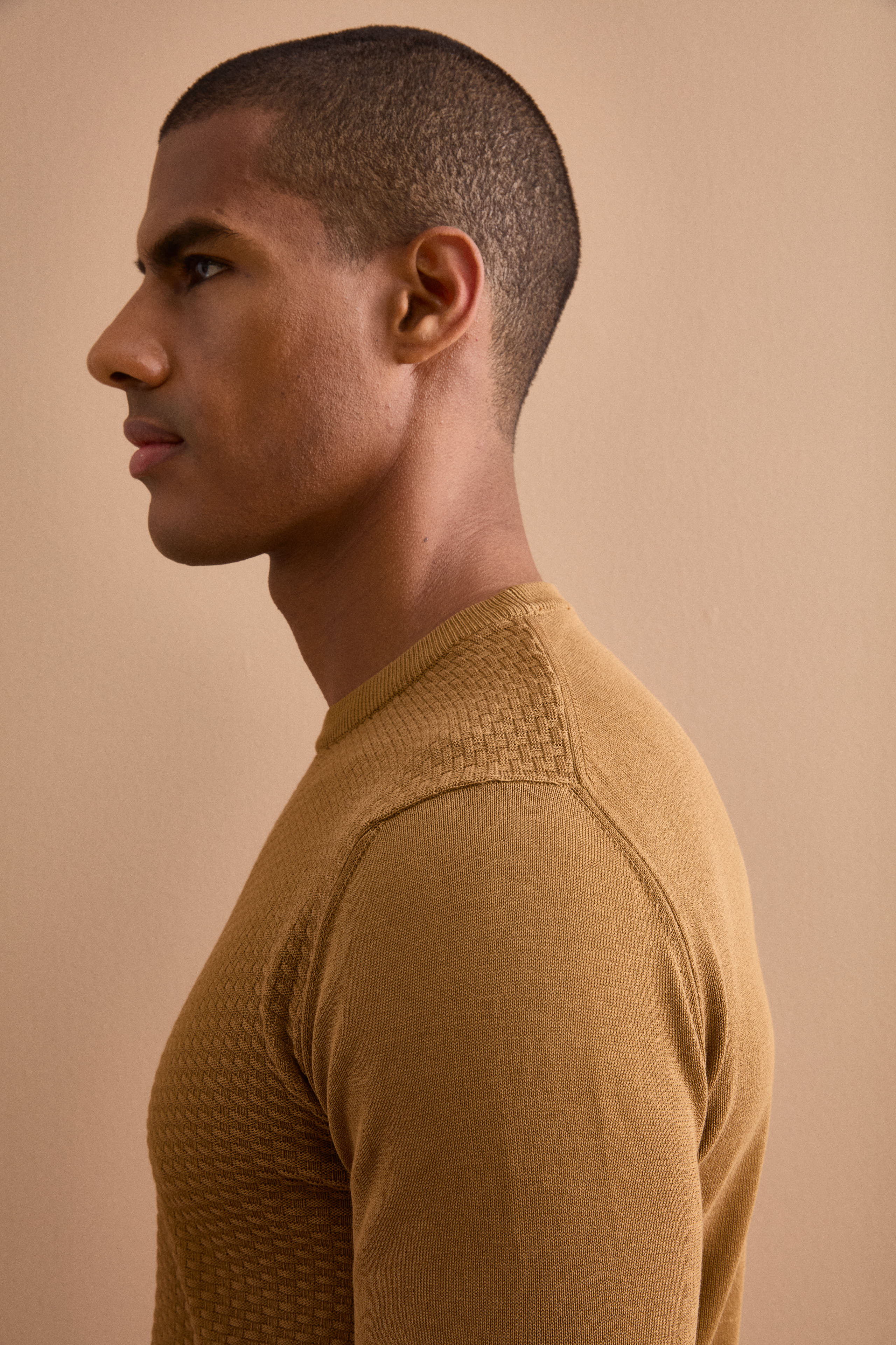 Rundhals-Pullover aus Crêpe-Baumwolle - Braun
