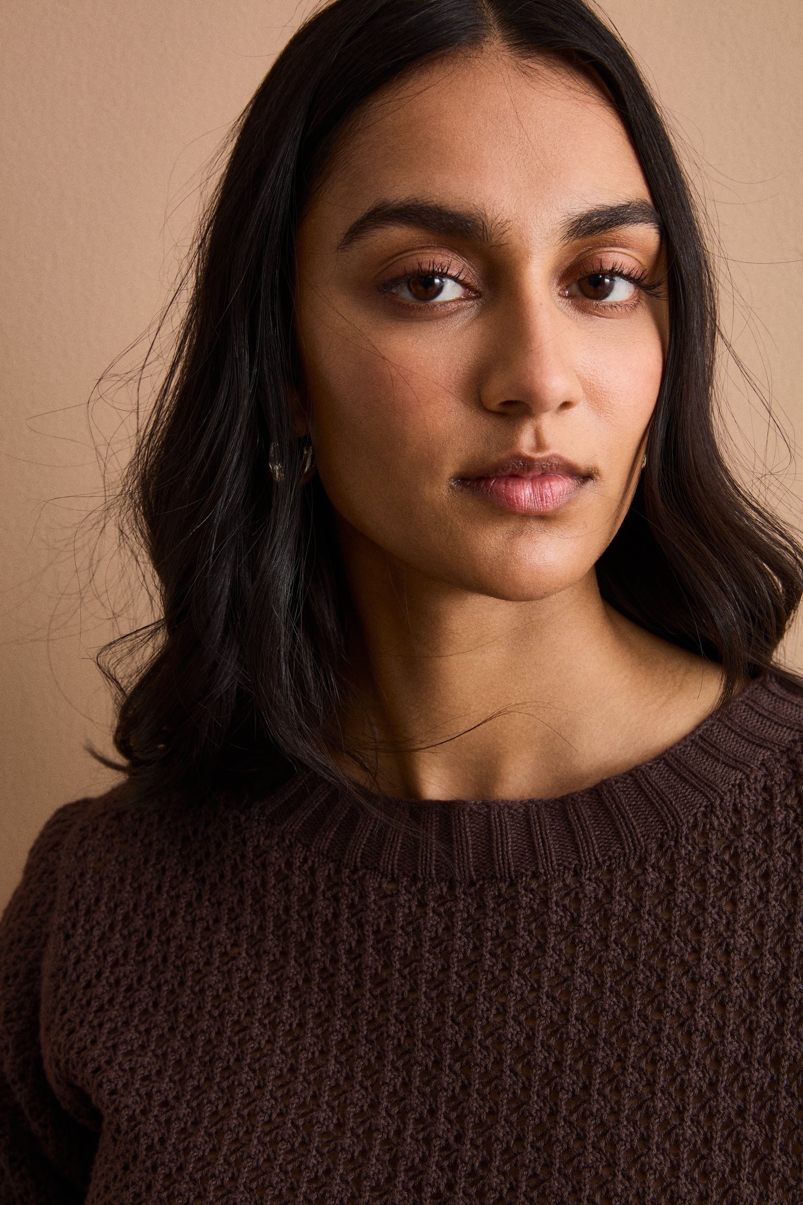 Maglia Traforata in Cotone con Scollo Barchetta - TERRA