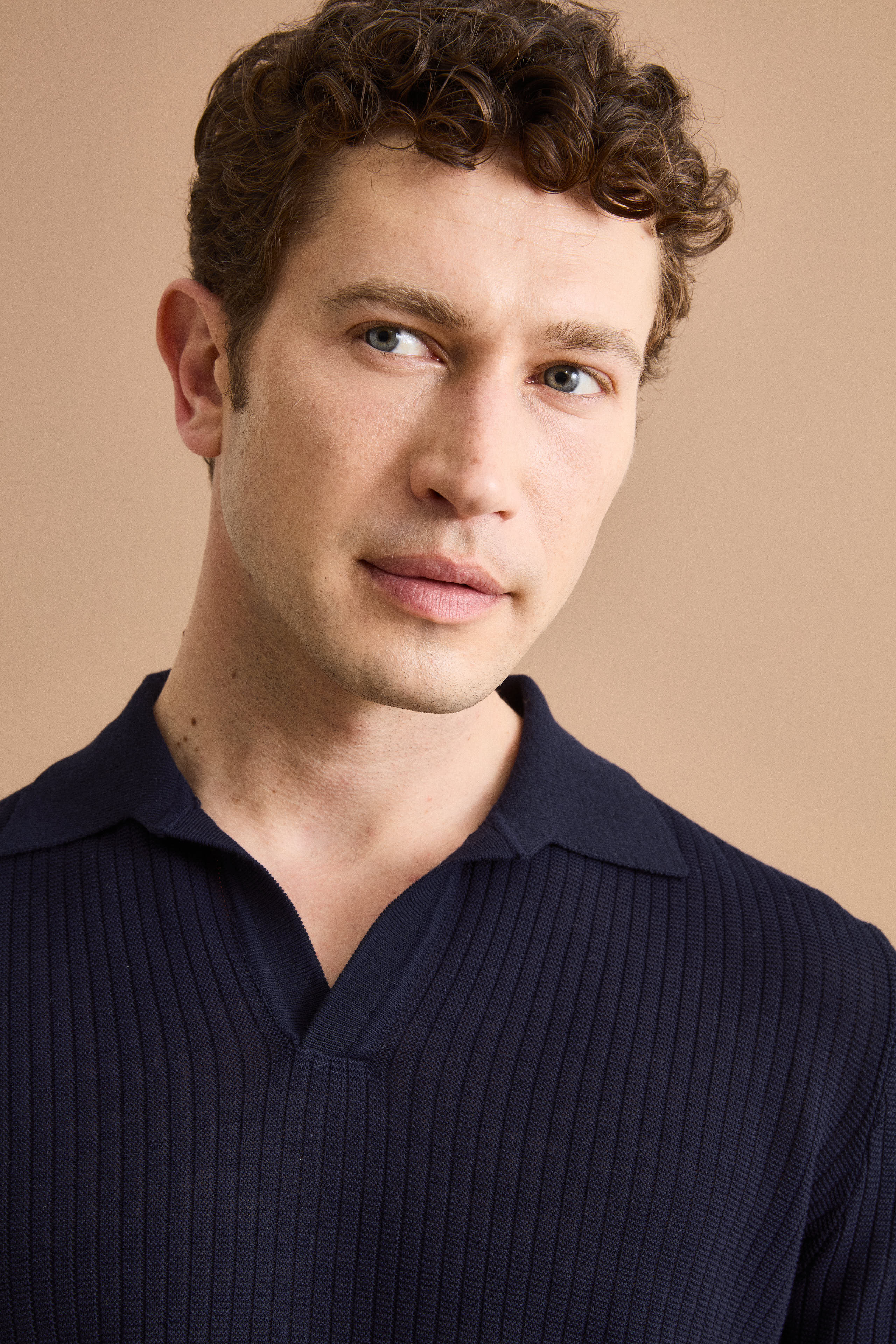 Baumwoll-Poloshirt Derby Kurzarm mit Rippenstruktur - BLAU