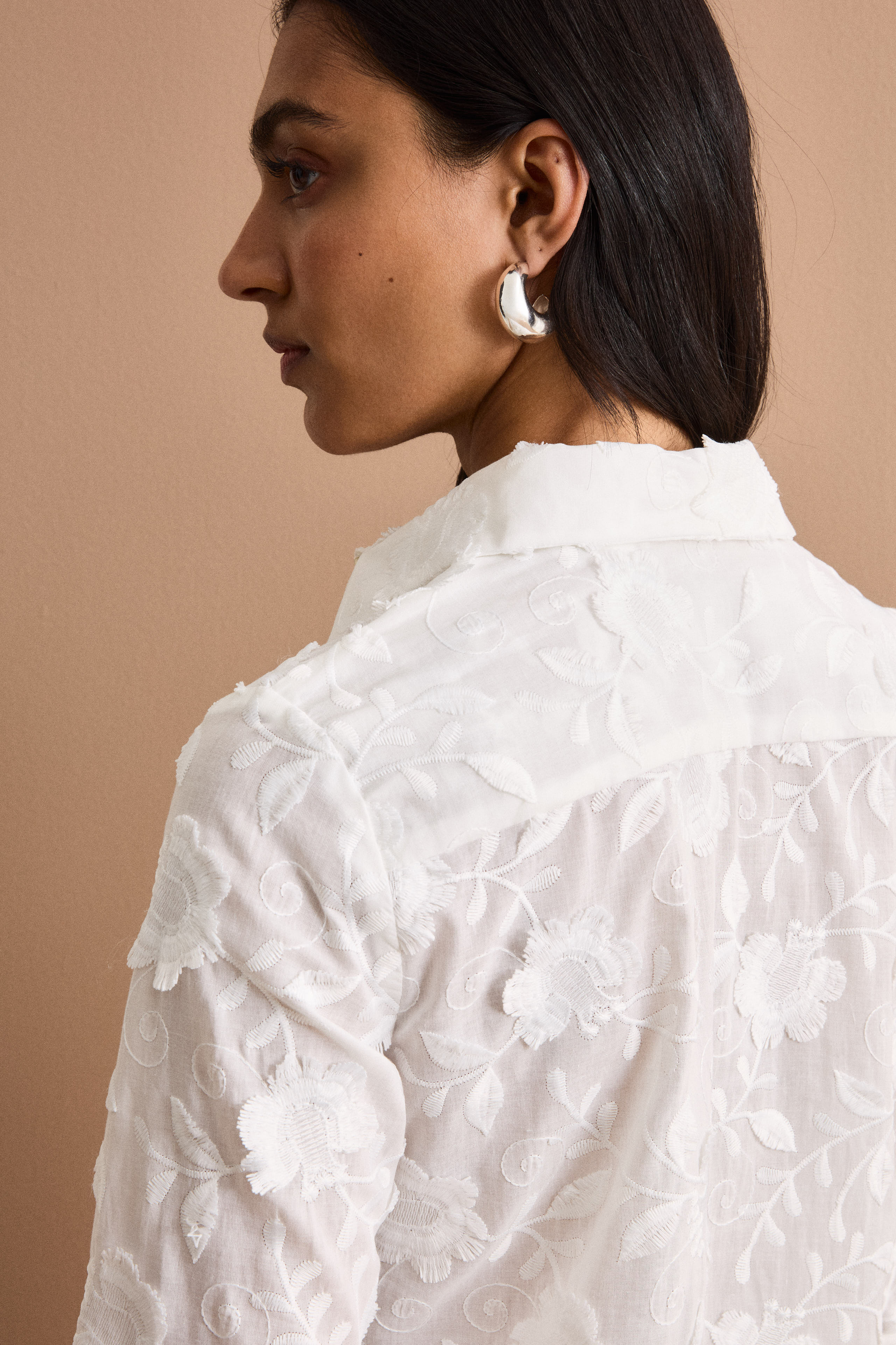 Oversize-Fil-Coupé-Hemd aus Baumwollmischung - WEISS