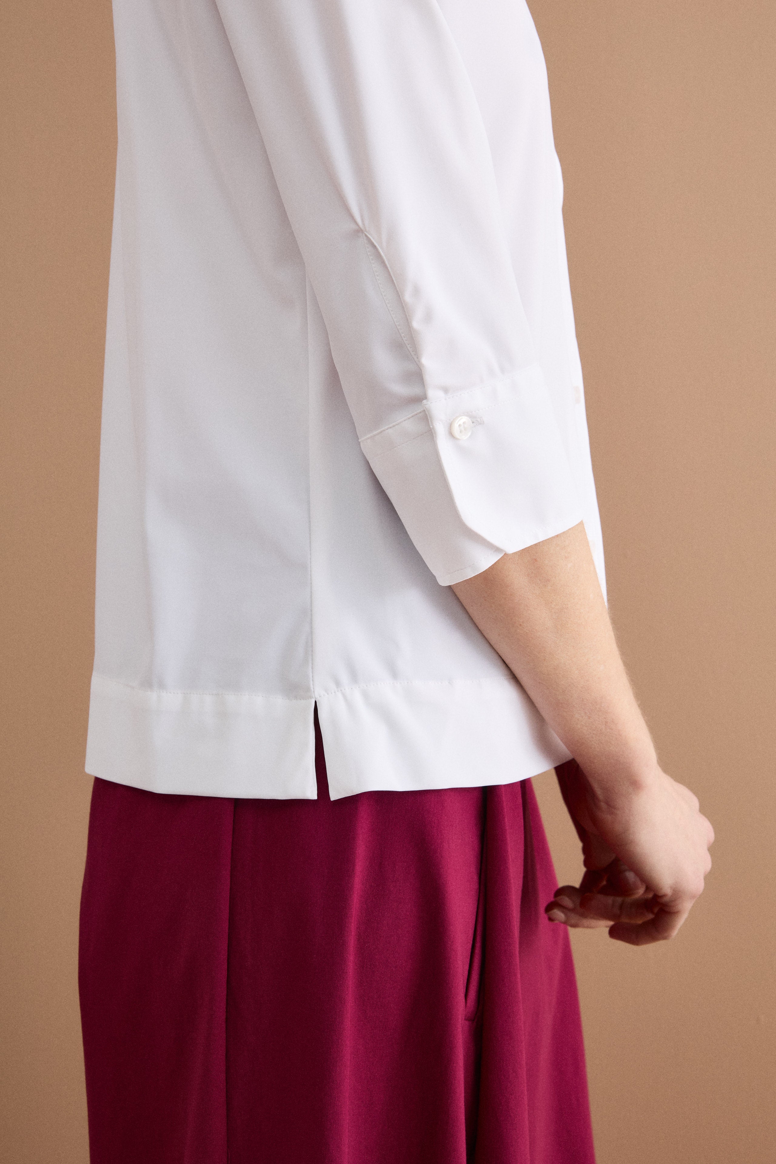 Technical Regular Fit Shirt with High Collar - WHITE