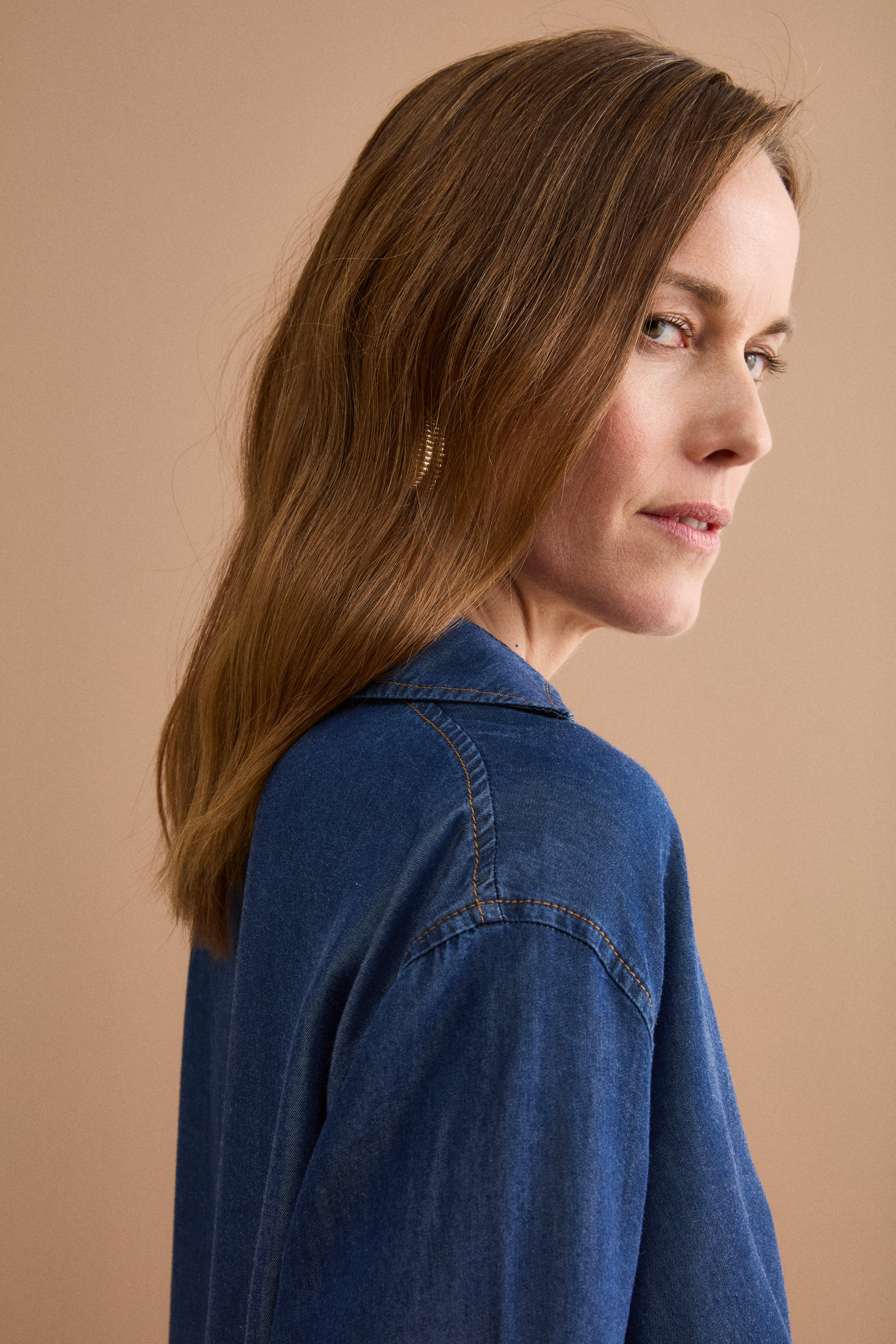 Oversize-Denimbluse mit Hemdkragen - DENIM