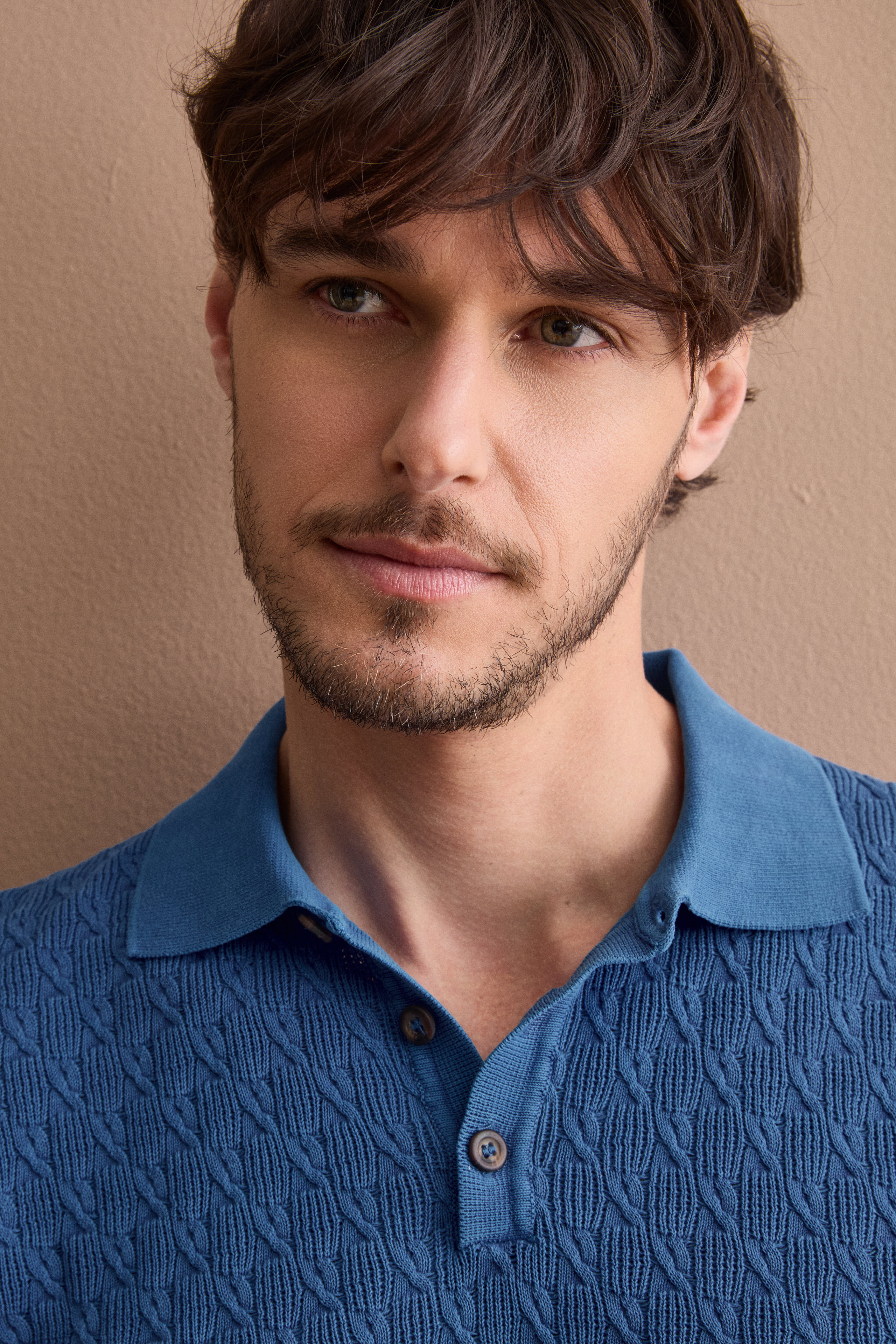 Textured cotton crêpe polo shirt - Air force blue