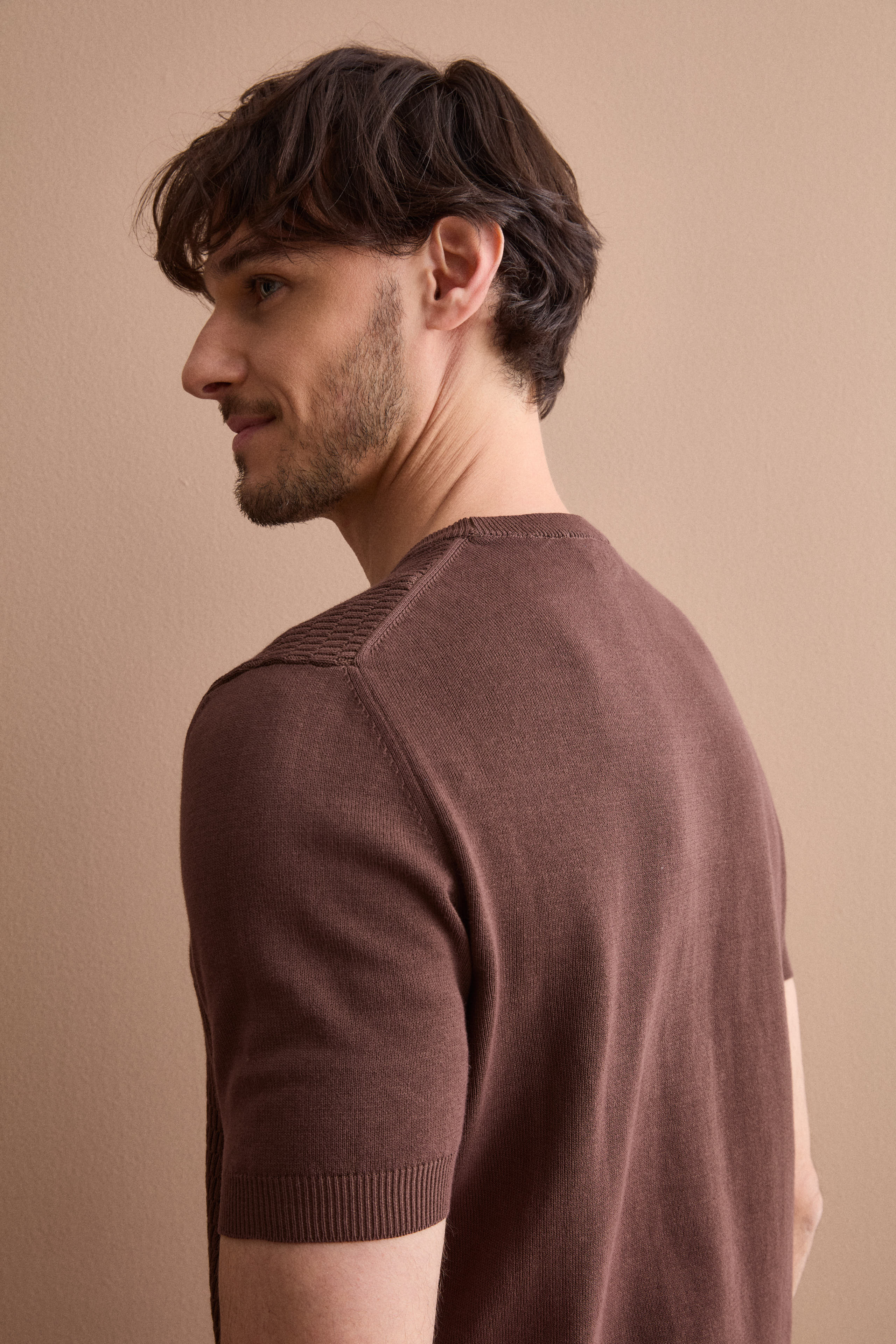 Casual cotton crêpe knit - brown
