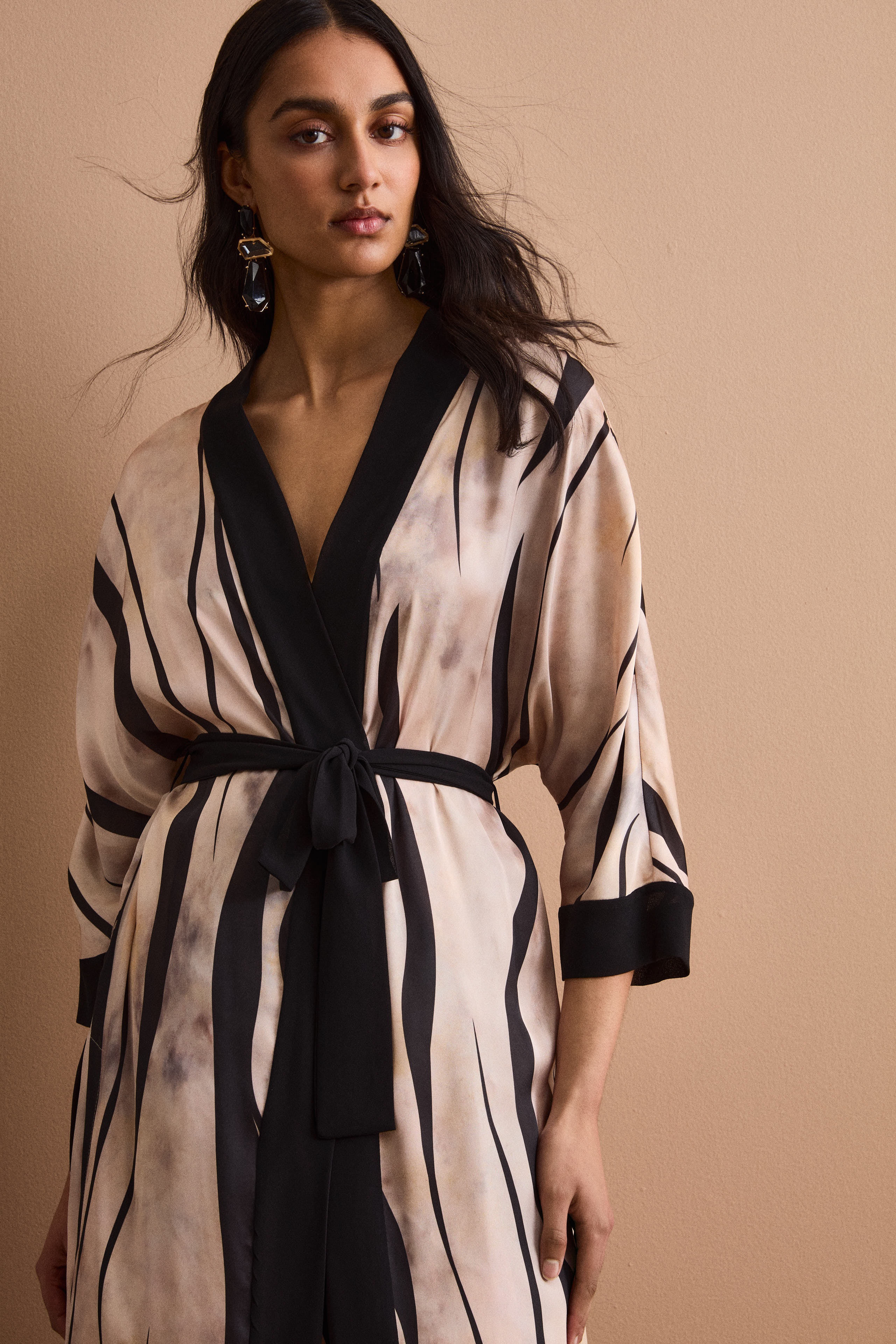 Spolverino Long Style Kimono avec Ceinture - -
