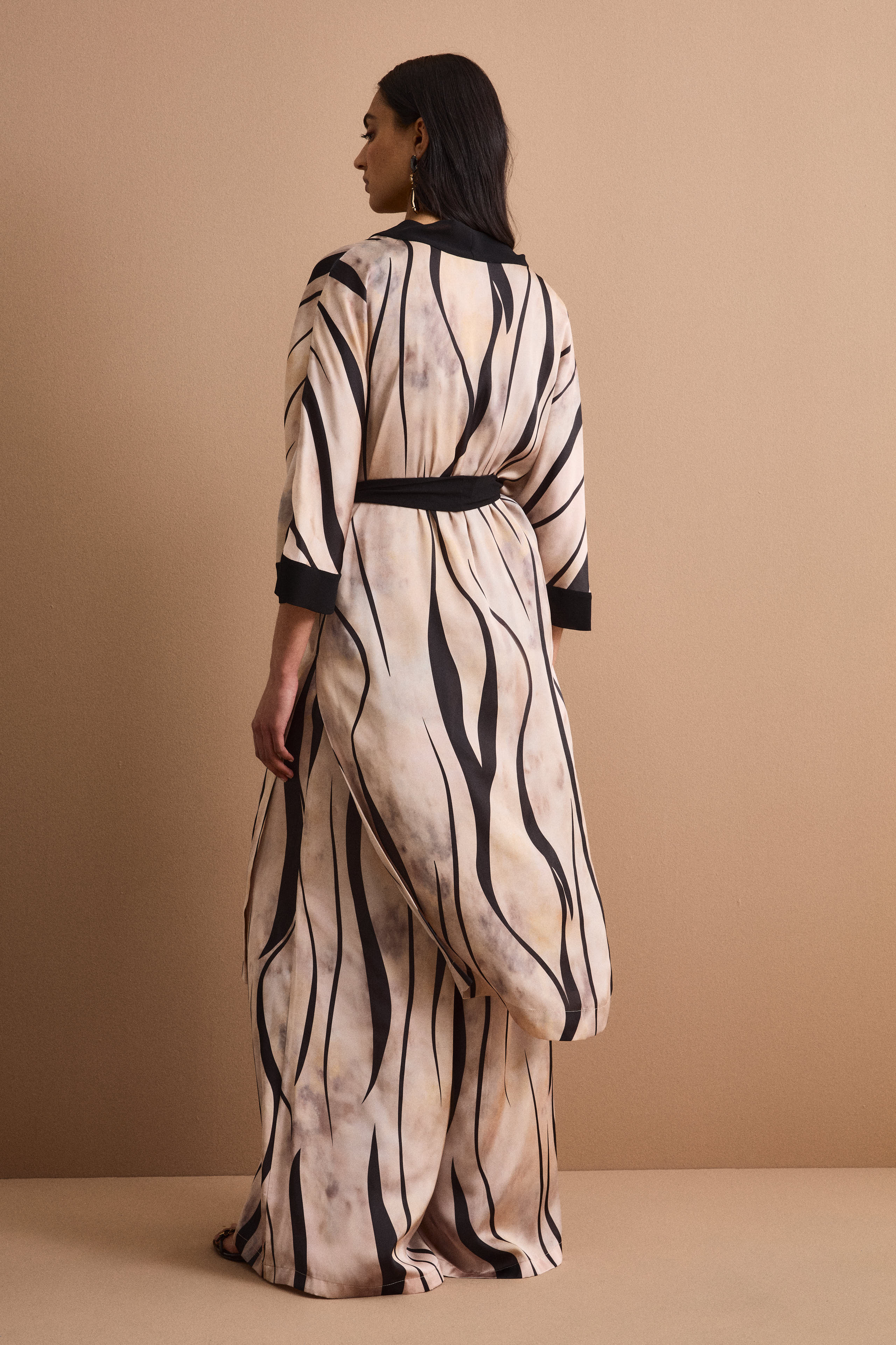 Spolverino Long Style Kimono avec Ceinture - -