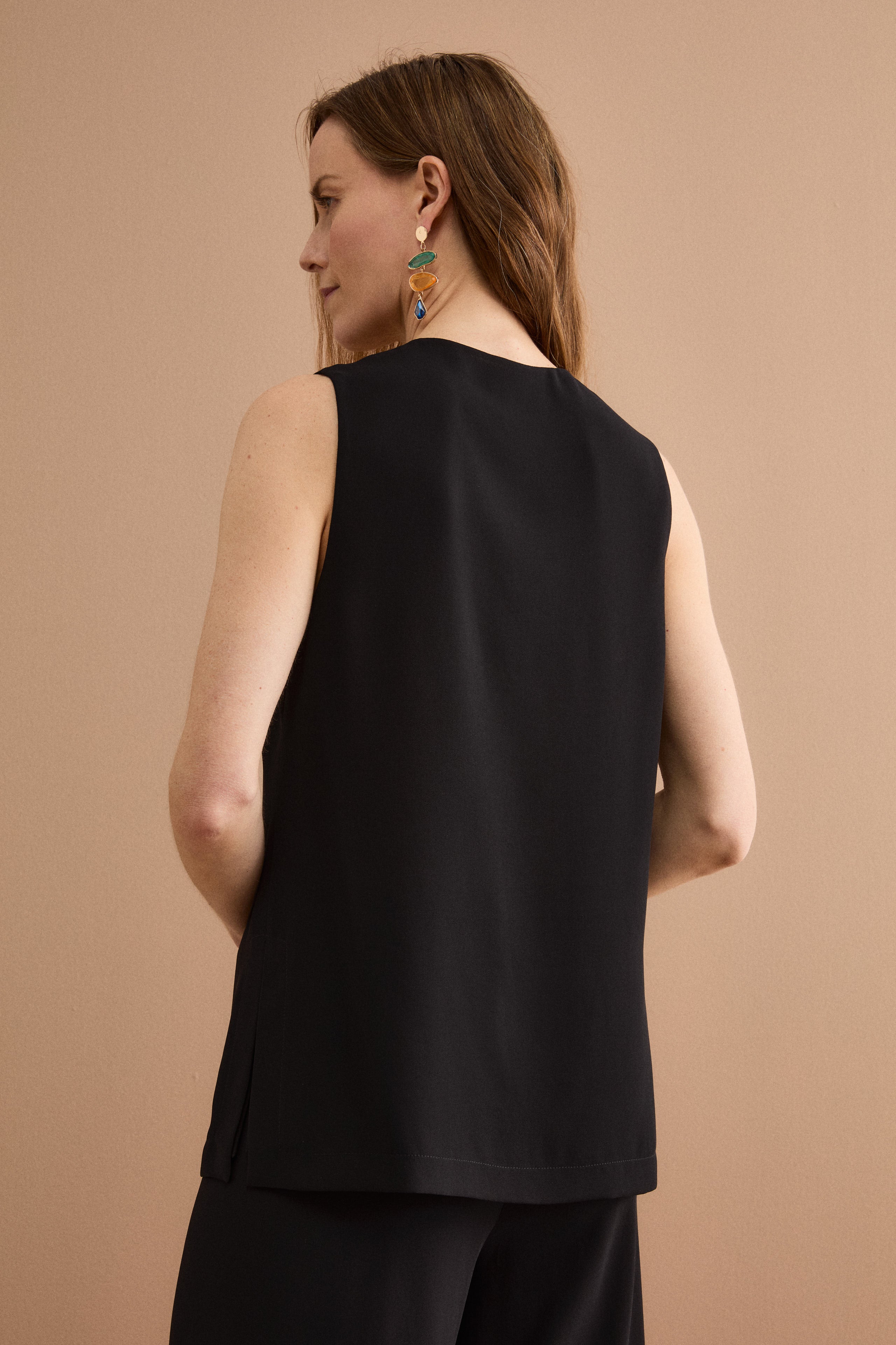 Elegantes Top für festliche Anlässe aus Double-Georgette - SCHWARZ