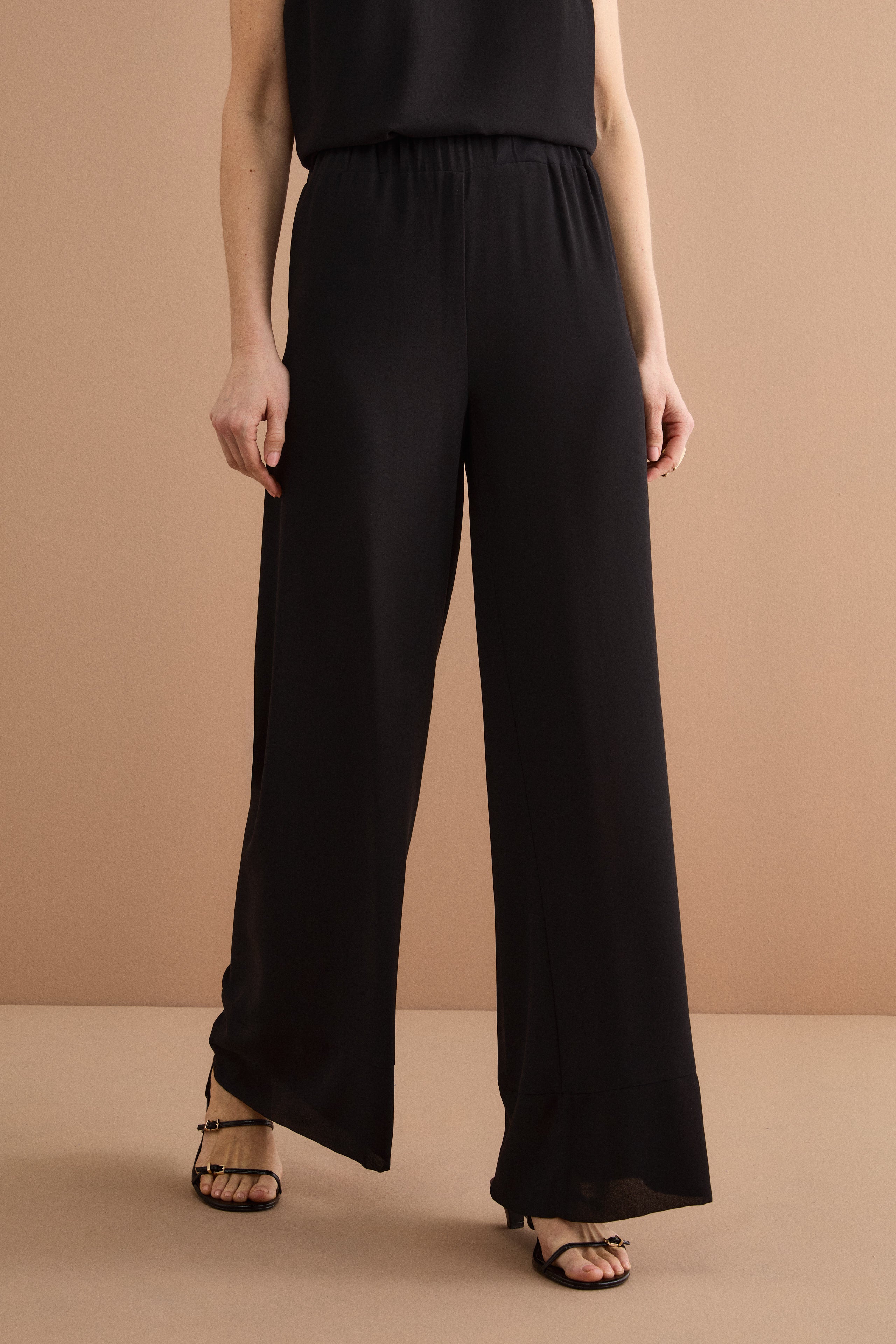 Elegant Double Georgette Ceremony Trousers - BLACK