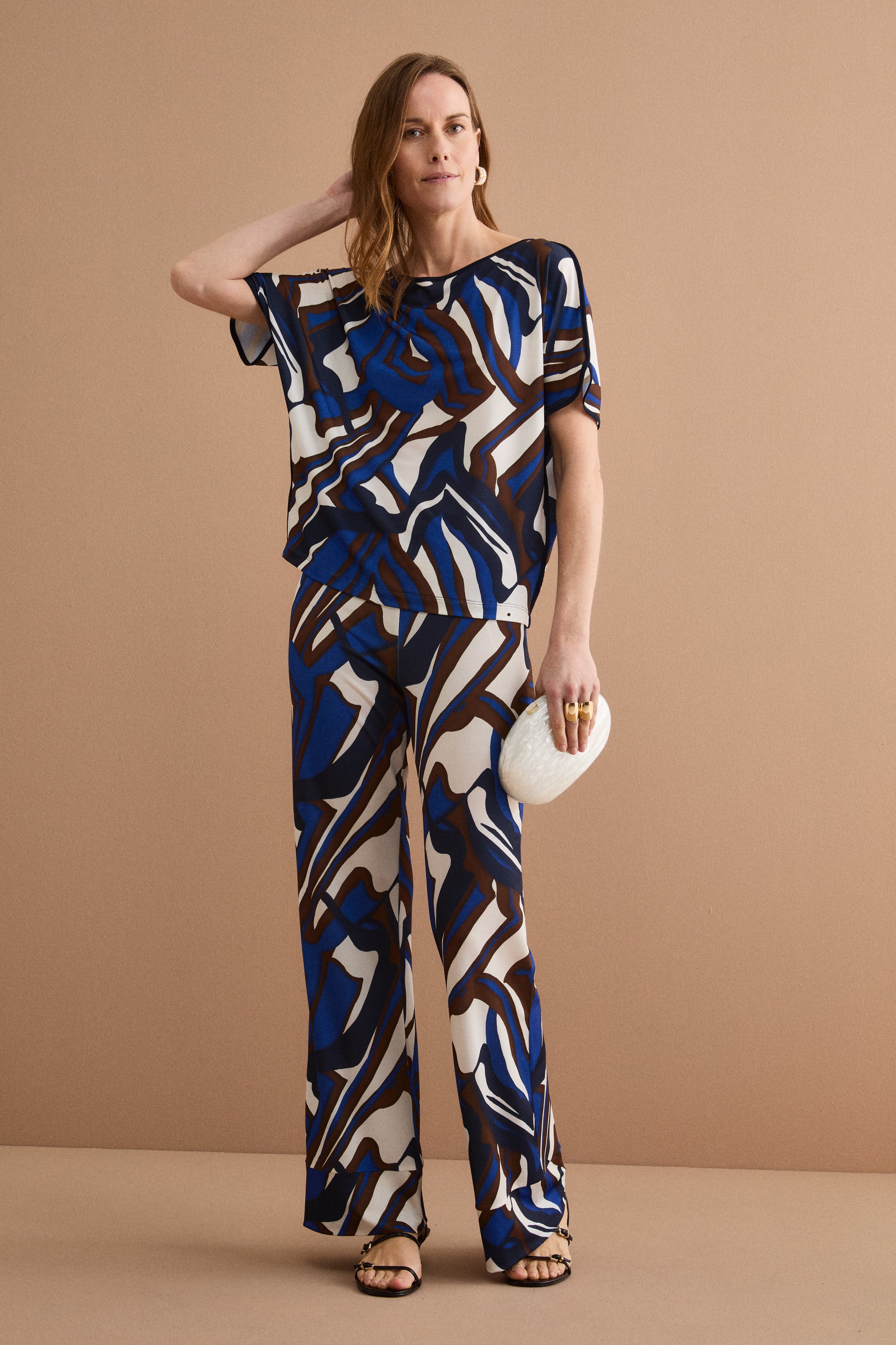 Patterned Jersey Ceremony Trousers - Blue pattern