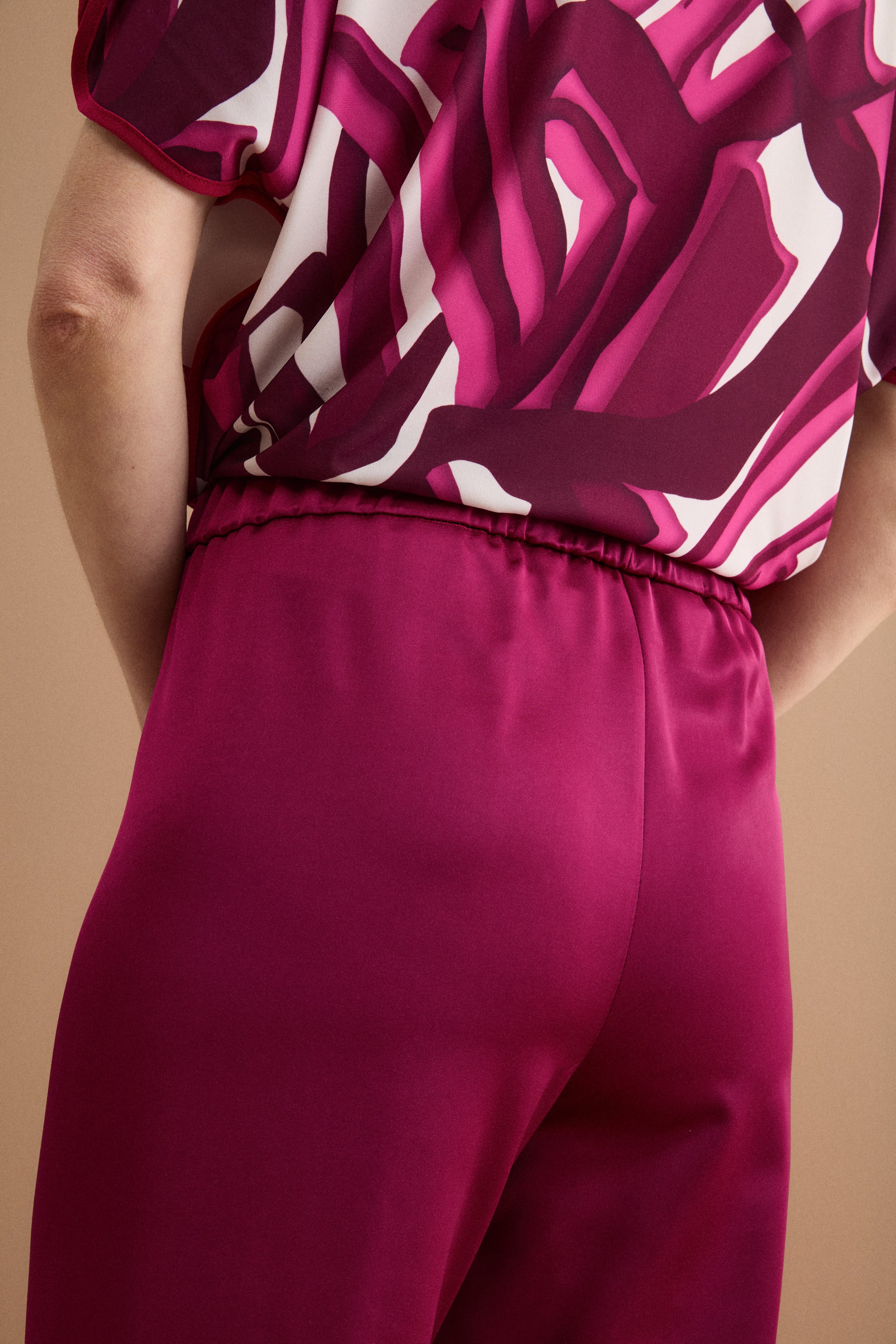 Elegante Palazzo-Hose mit elastischem Bund - MAGENTA