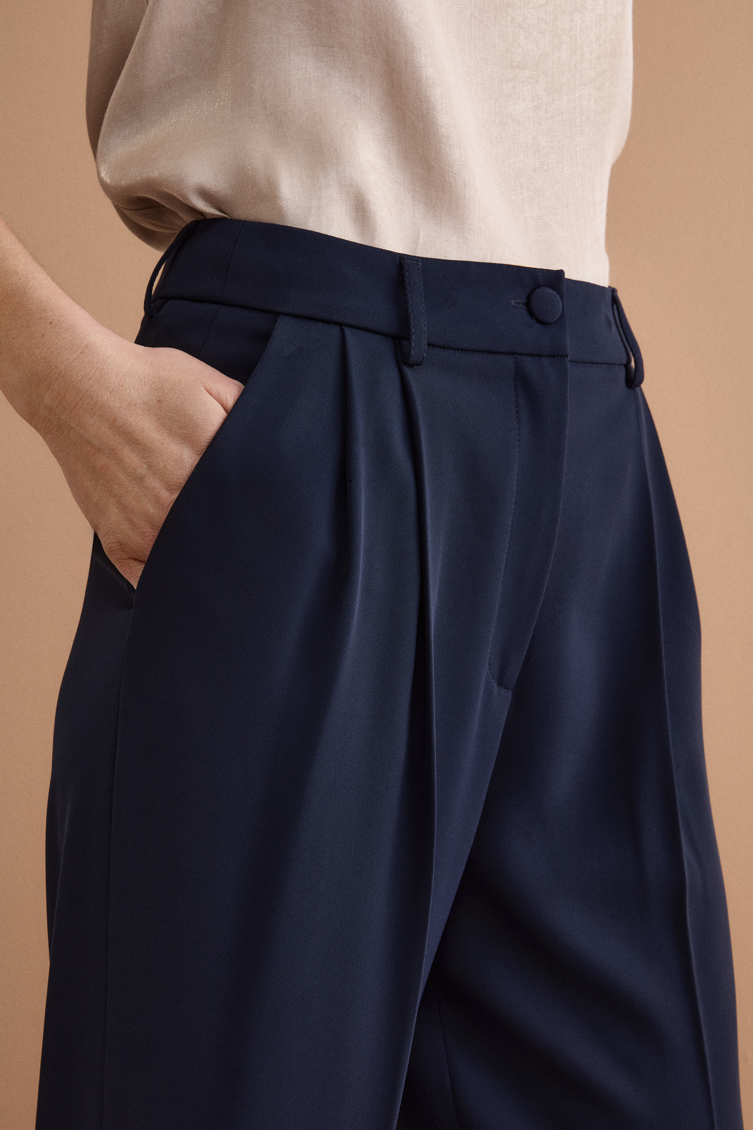 Wide-Leg Cady Ceremony Trousers with Pleats - BLUE