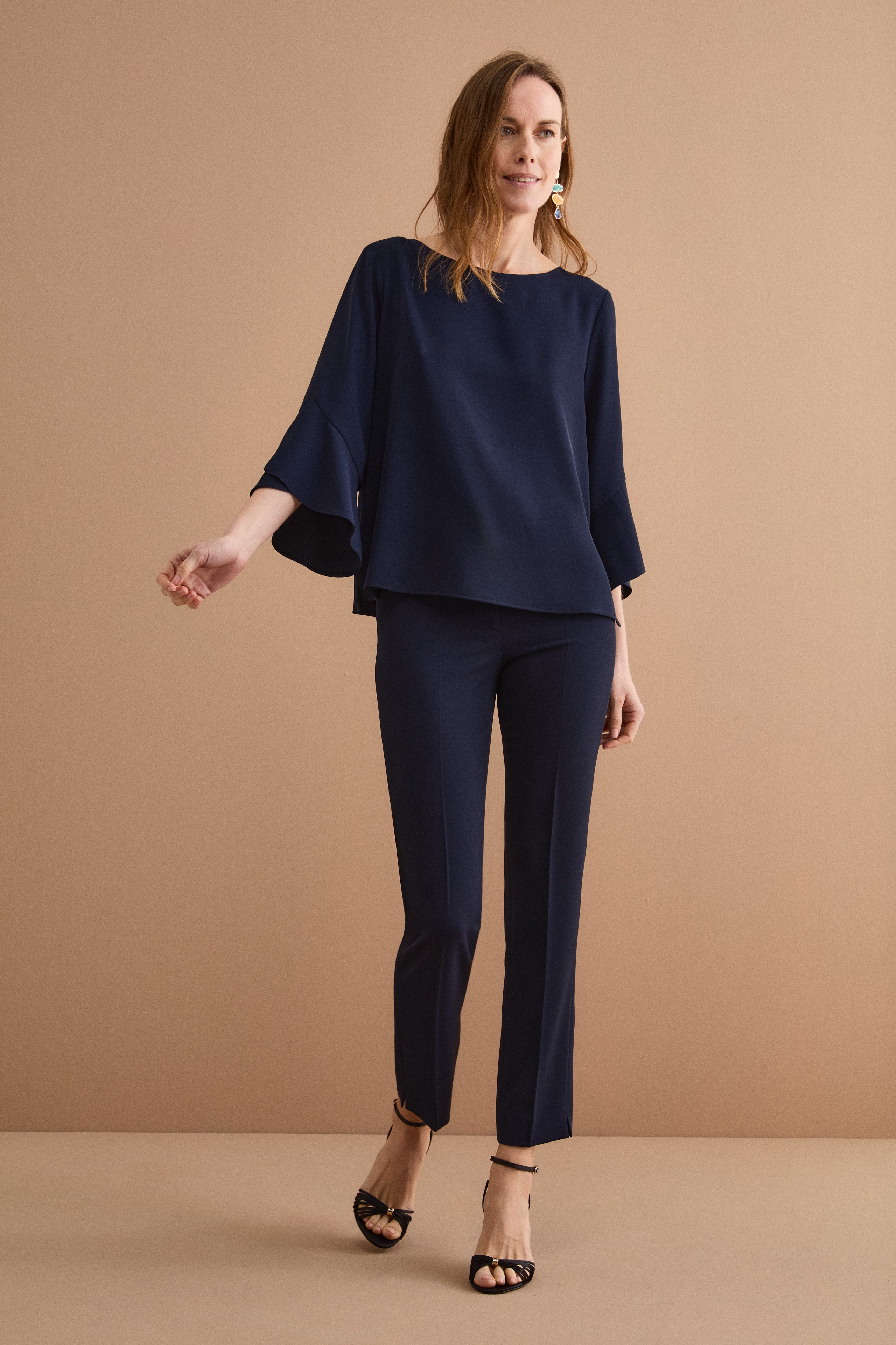 Oversize-Cady-Bluse für festliche Anlässe mit Spiralärmeln - BLAU