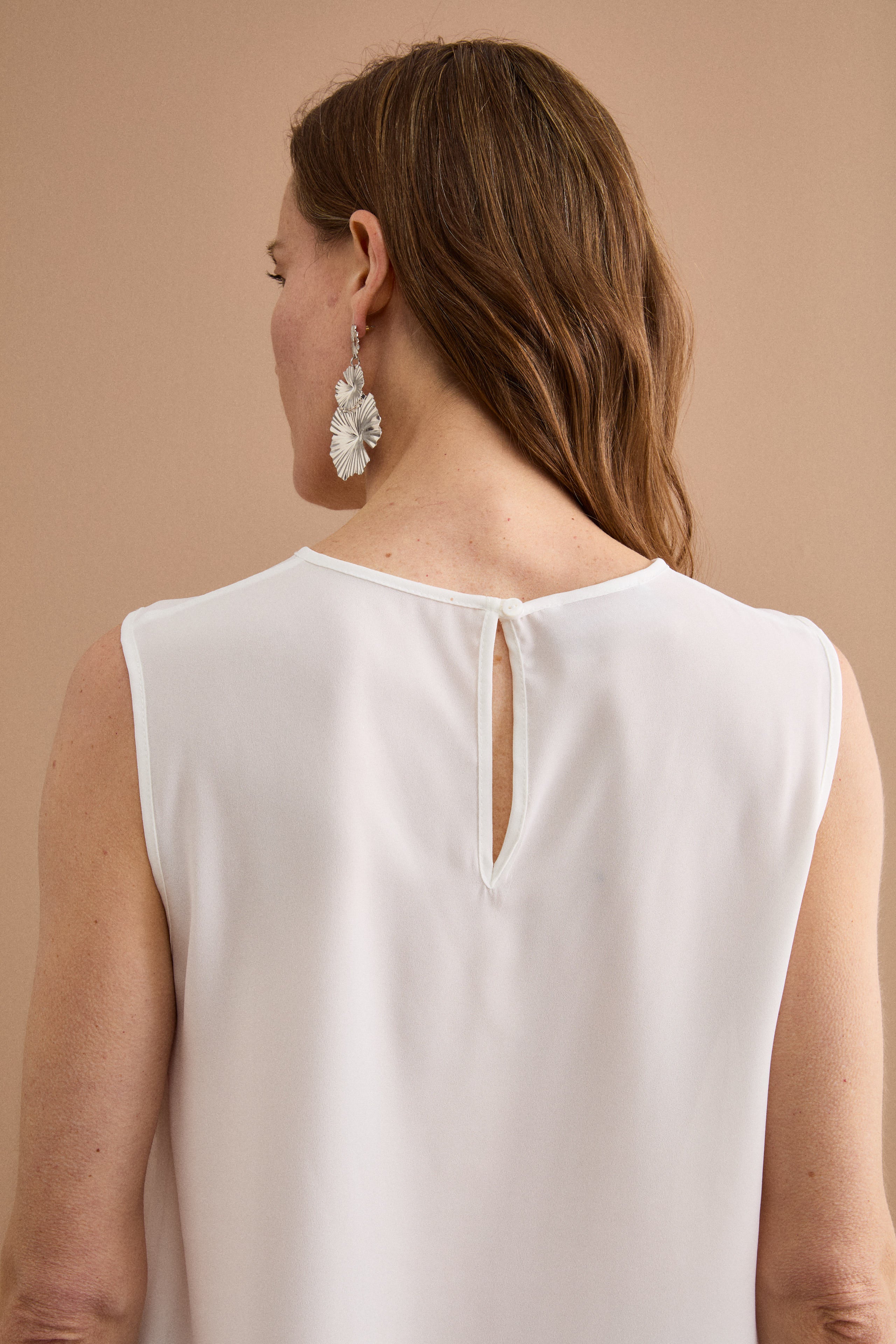 Ärmelloses Top für festliche Anlässe aus Double-Georgette - CREAM