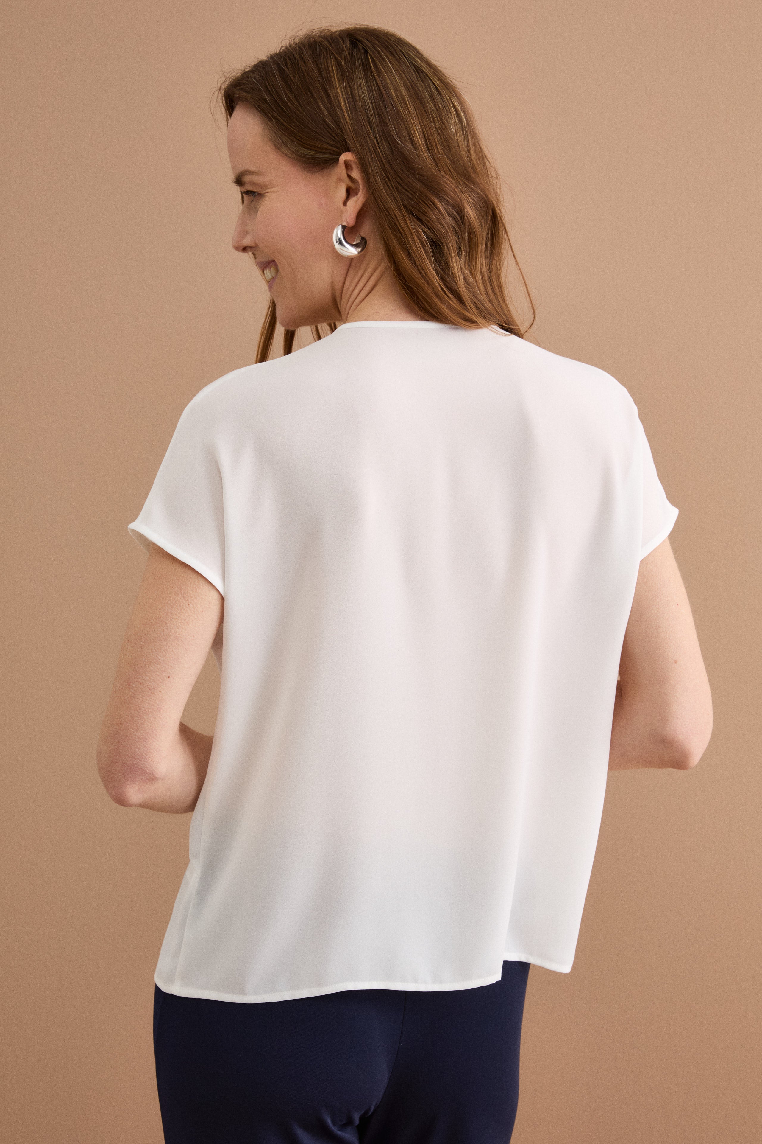 Elegantes Double-Georgette-Top mit Volants - CREAM