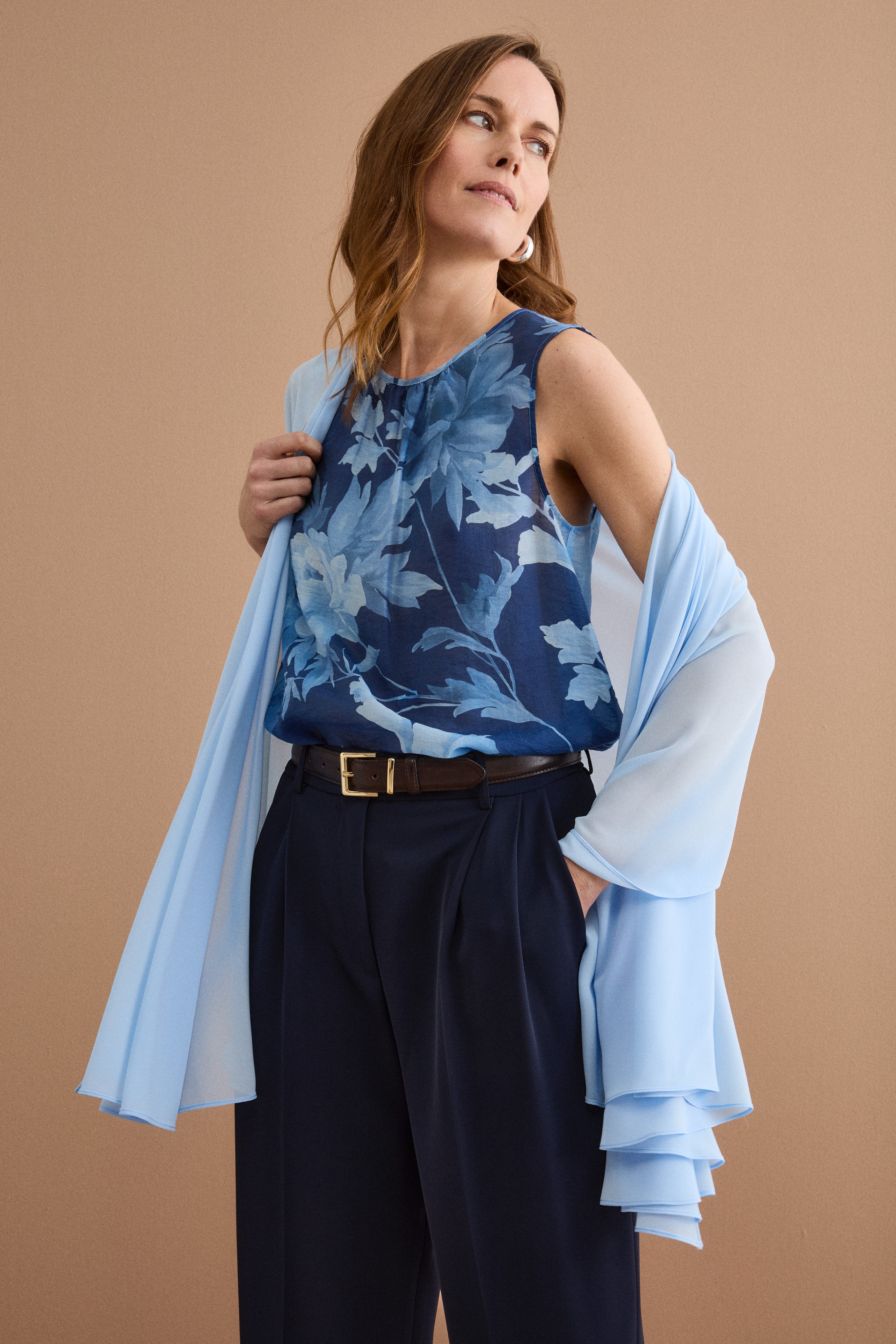 Georgette Ceremony Stole - Light blue