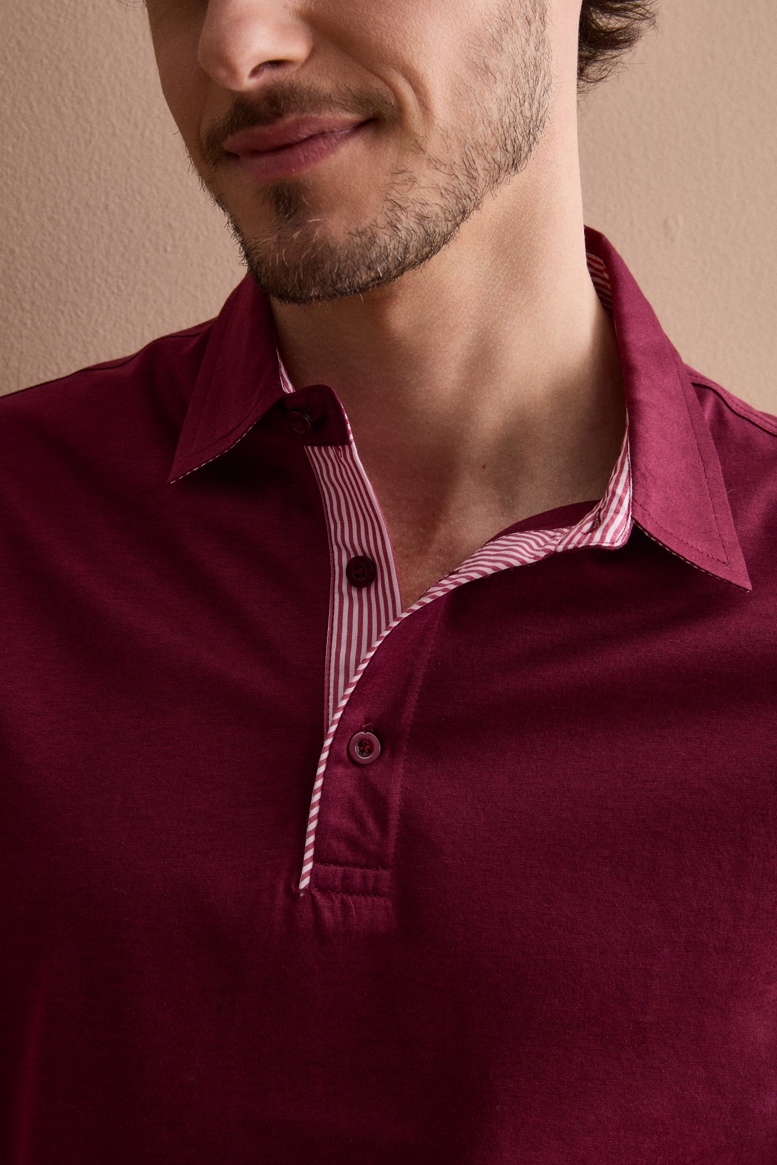Men’s casual jersey polo shirt - Burgundy