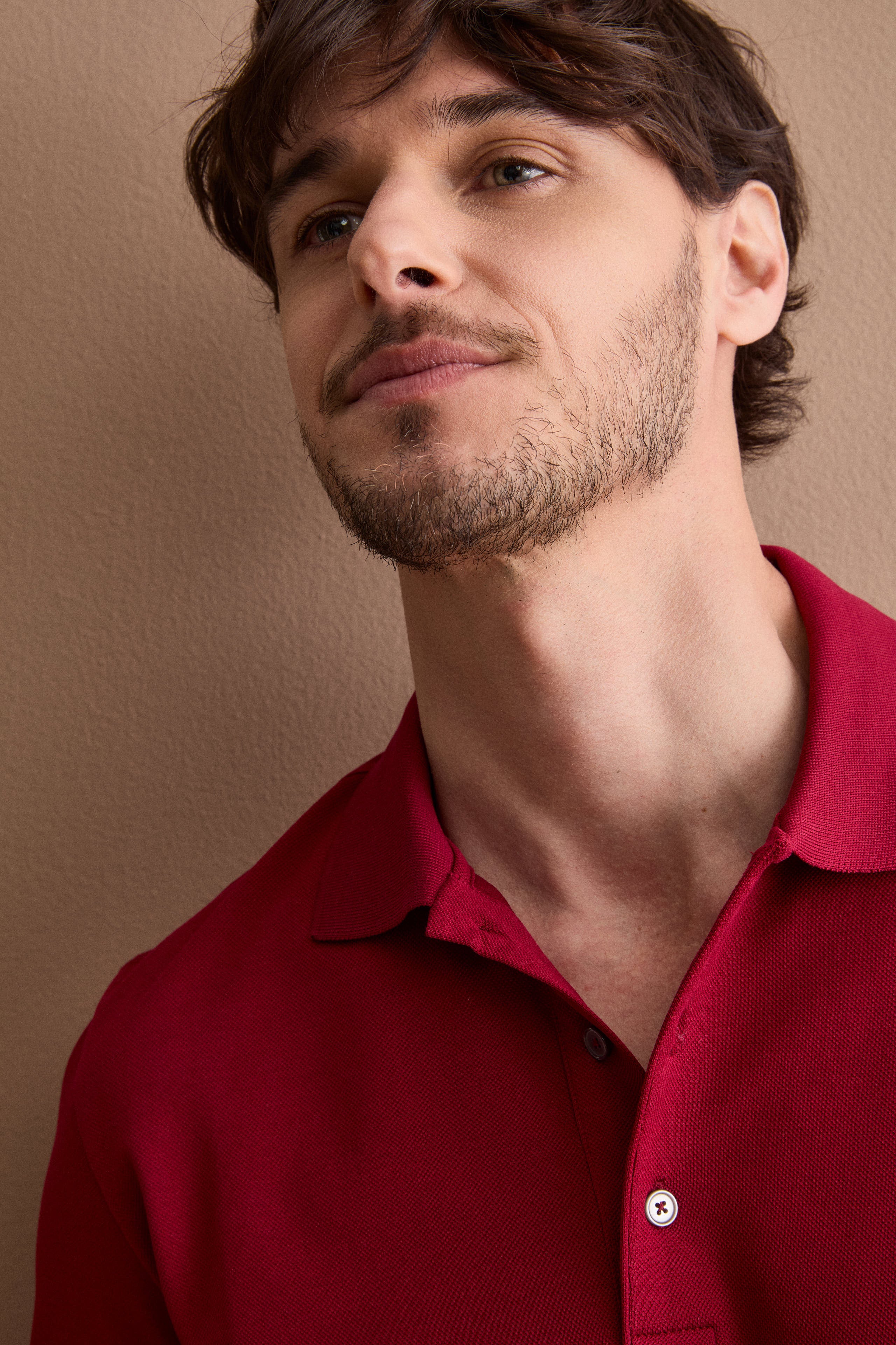 Men’s casual piqué polo shirt - Burgundy