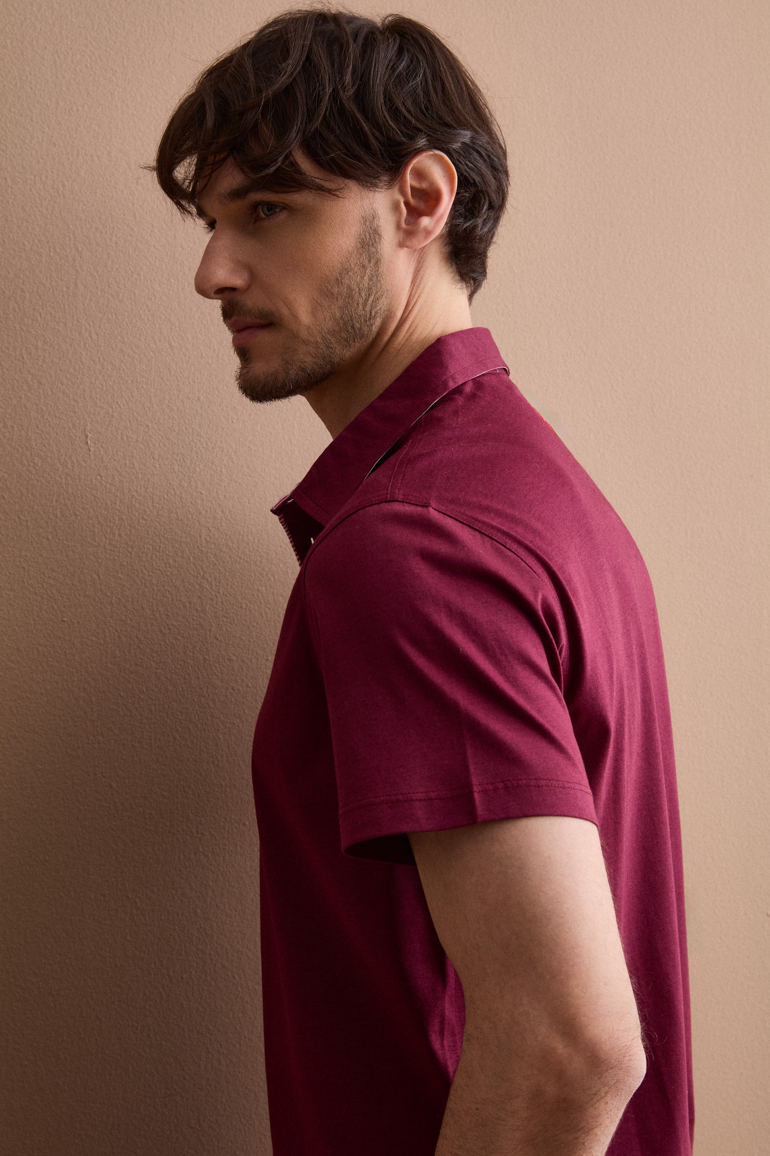 Men’s casual jersey polo shirt - Burgundy