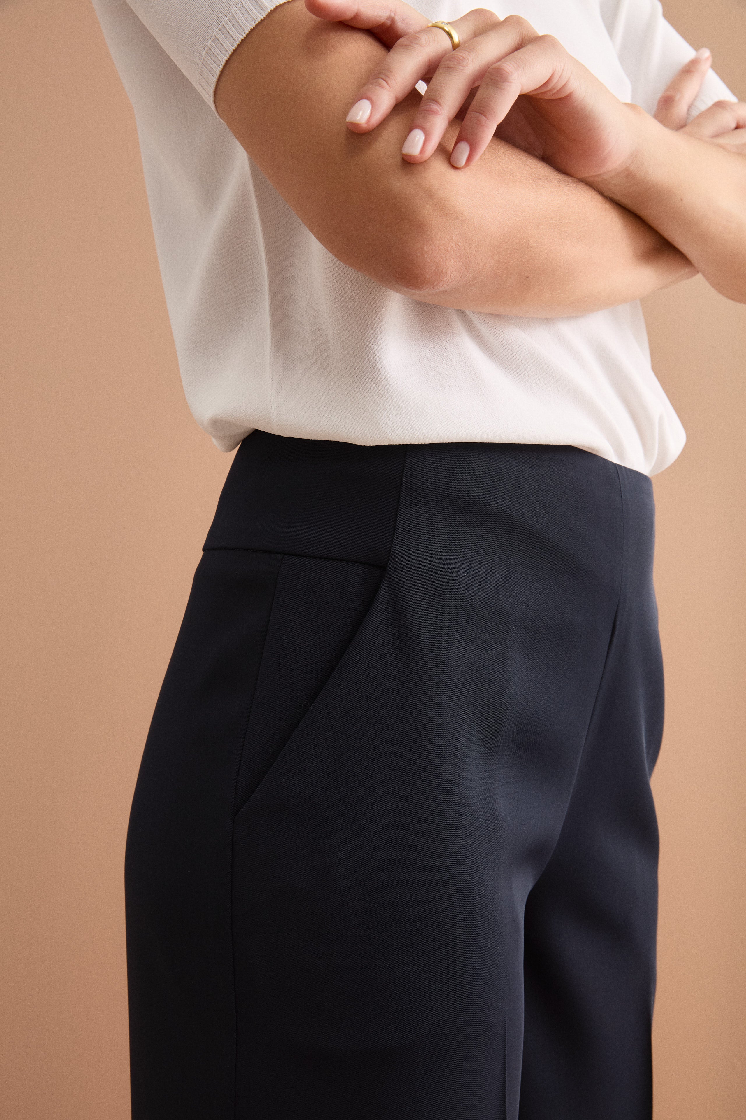 Pantalone Palazzo Cropped  con Pieghe - BLU