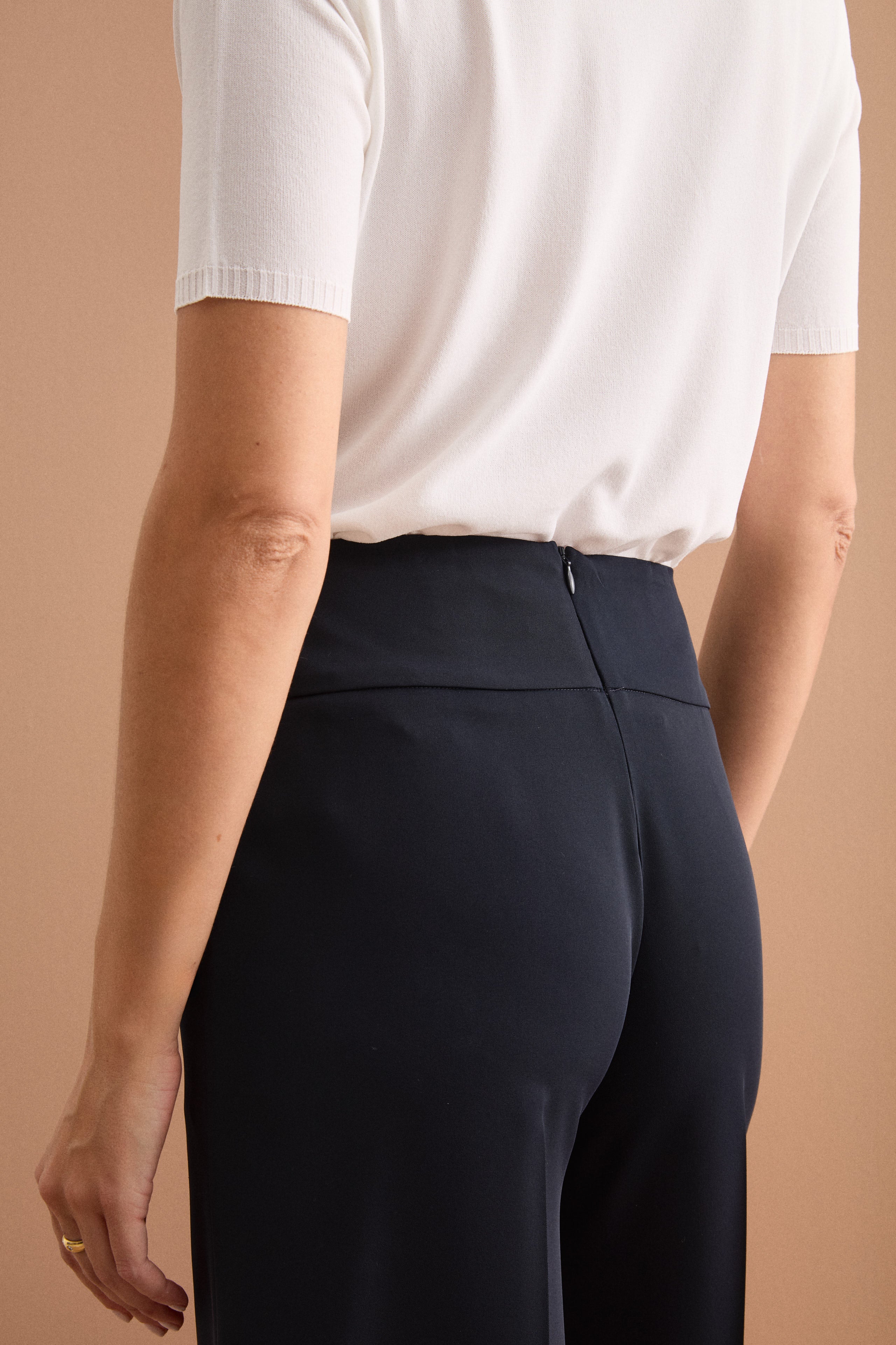 Pantalone Palazzo Cropped  con Pieghe - BLU