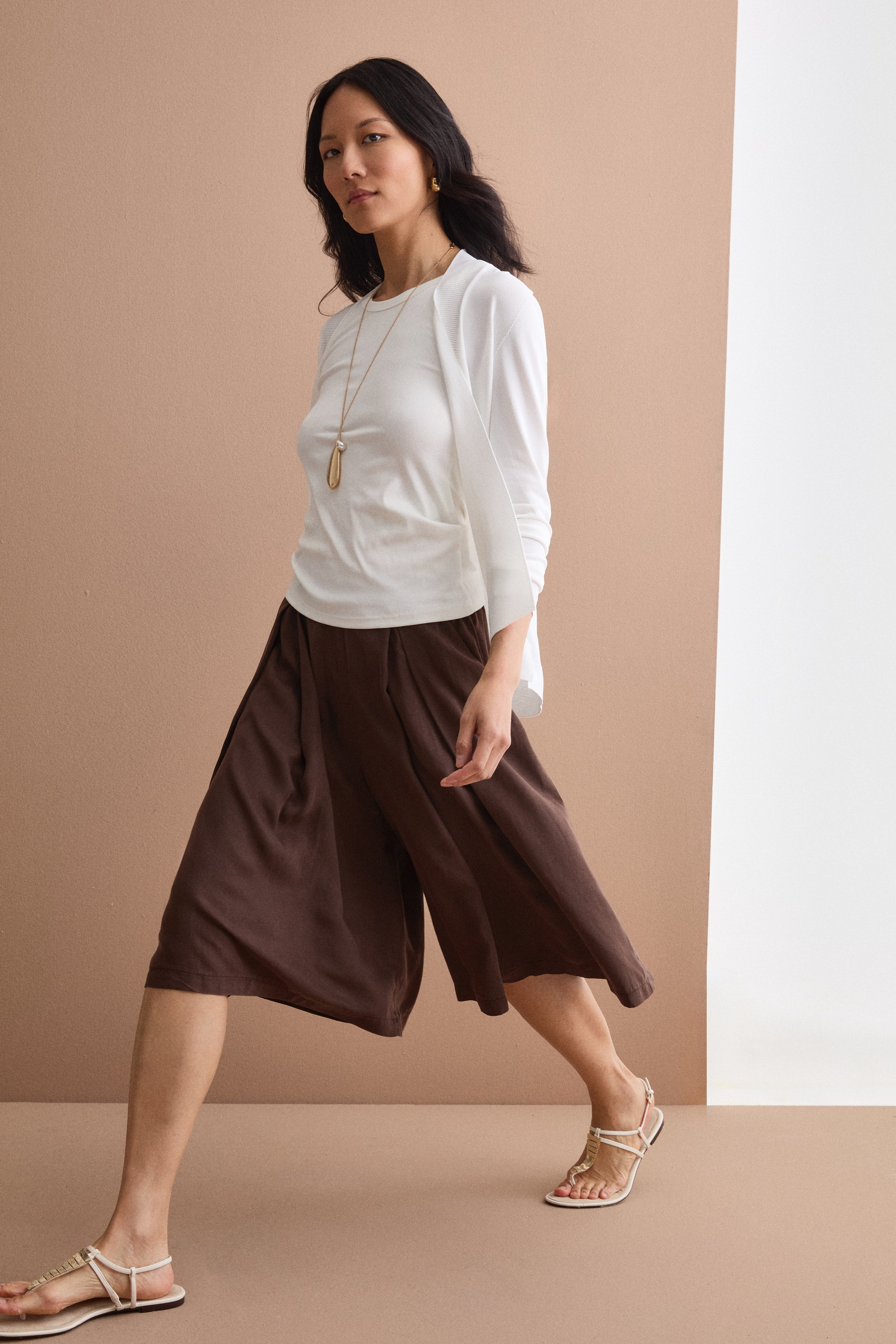 Bermuda oversize à pinces - marron