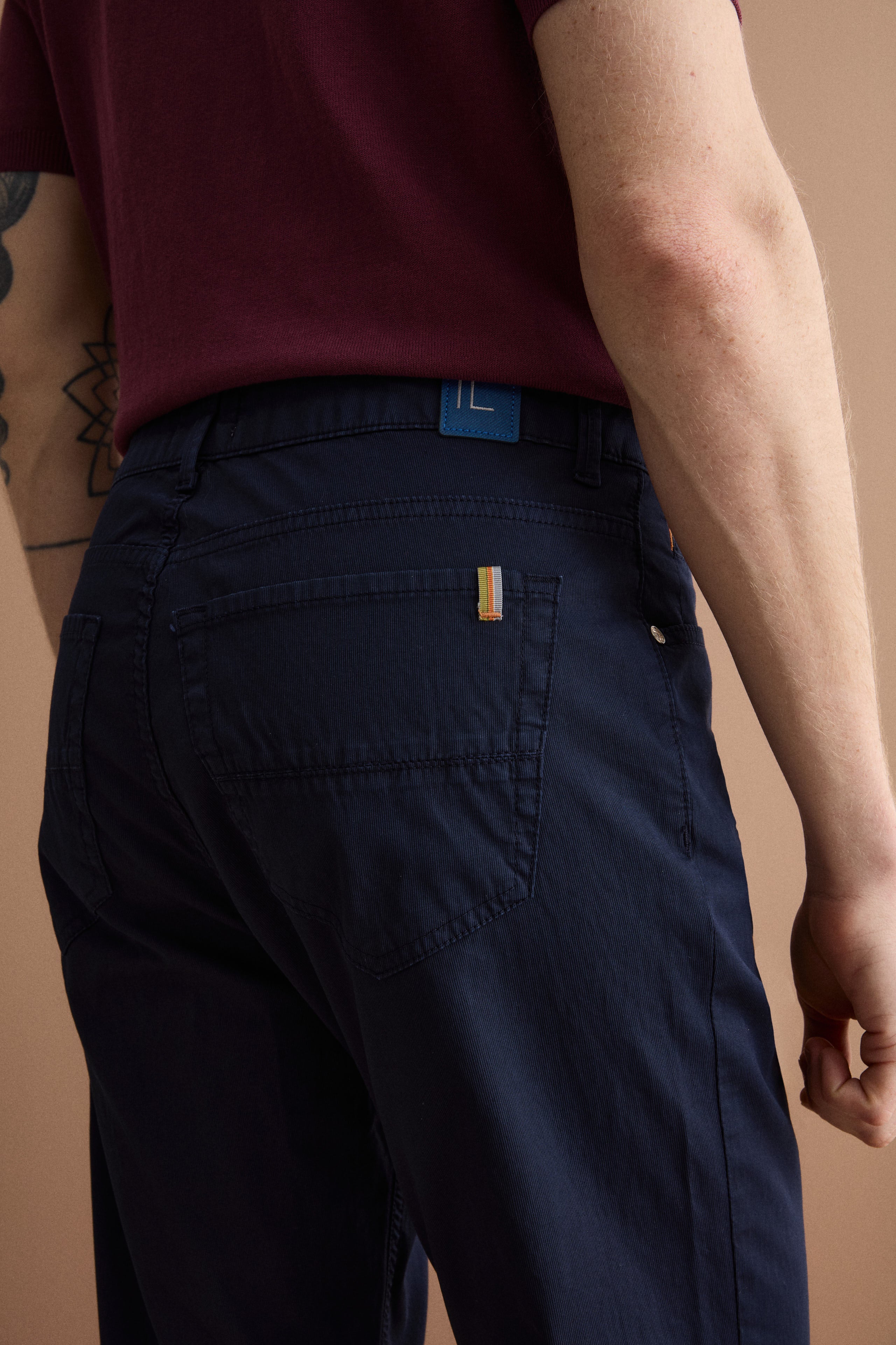 Pantalon Slim Fit Cinq Poches en Denim - Bleu marine