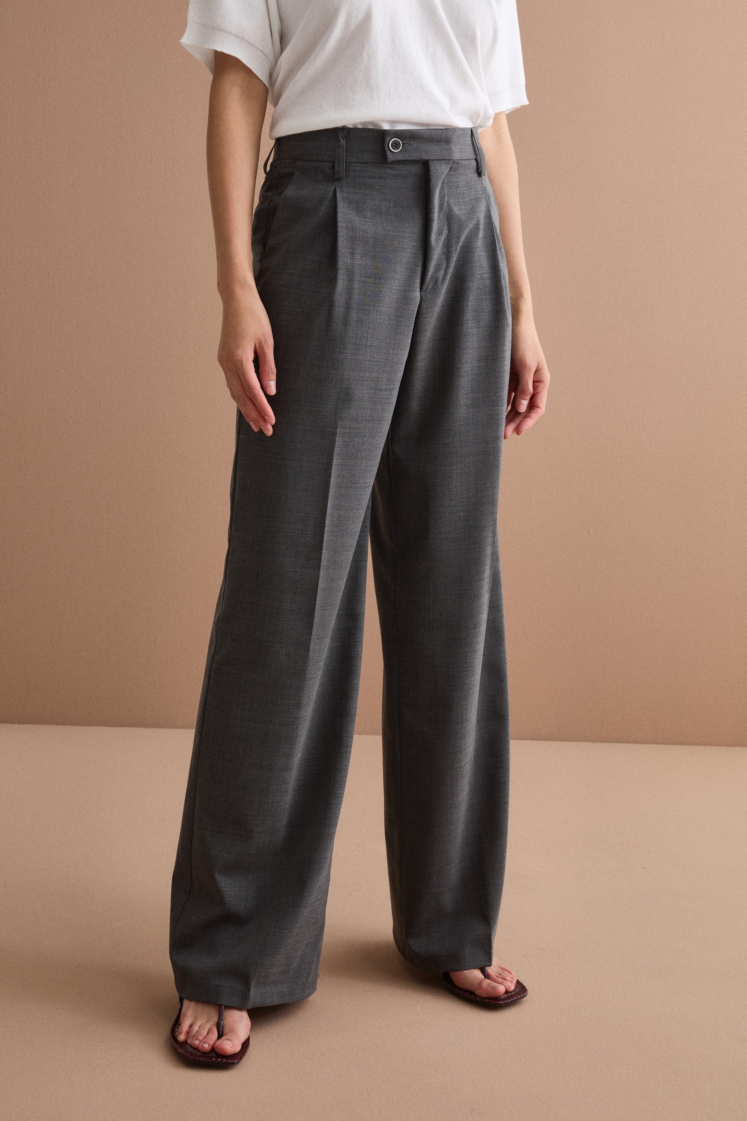Pantalon Palazzo de Cérémonie en Laine Vierge - GRIS