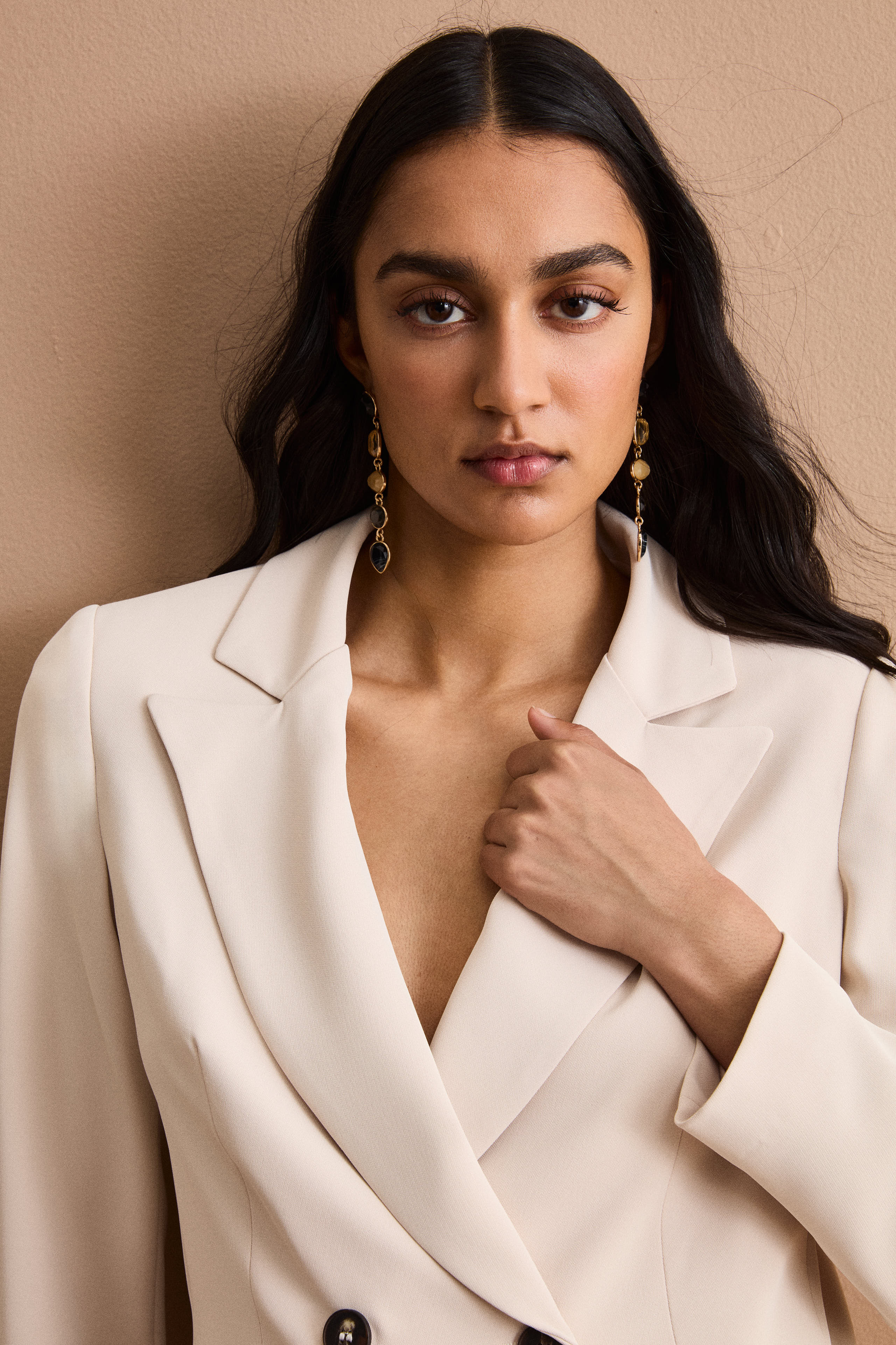 Gefütterter Doppelreihiger Cady-Blazer - Sandbraun