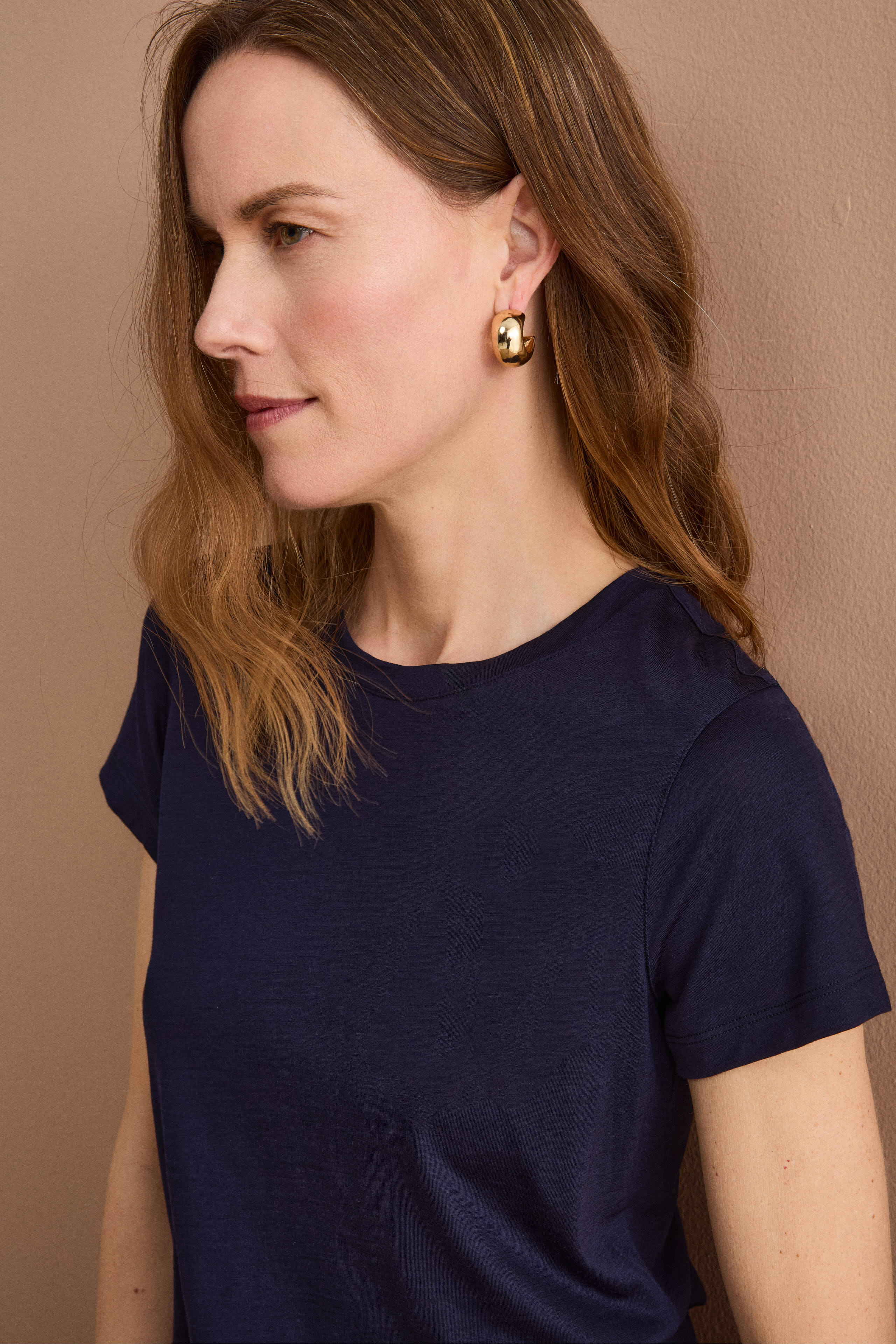 T-shirt Col Rond en Laine Mérinos - BLEU