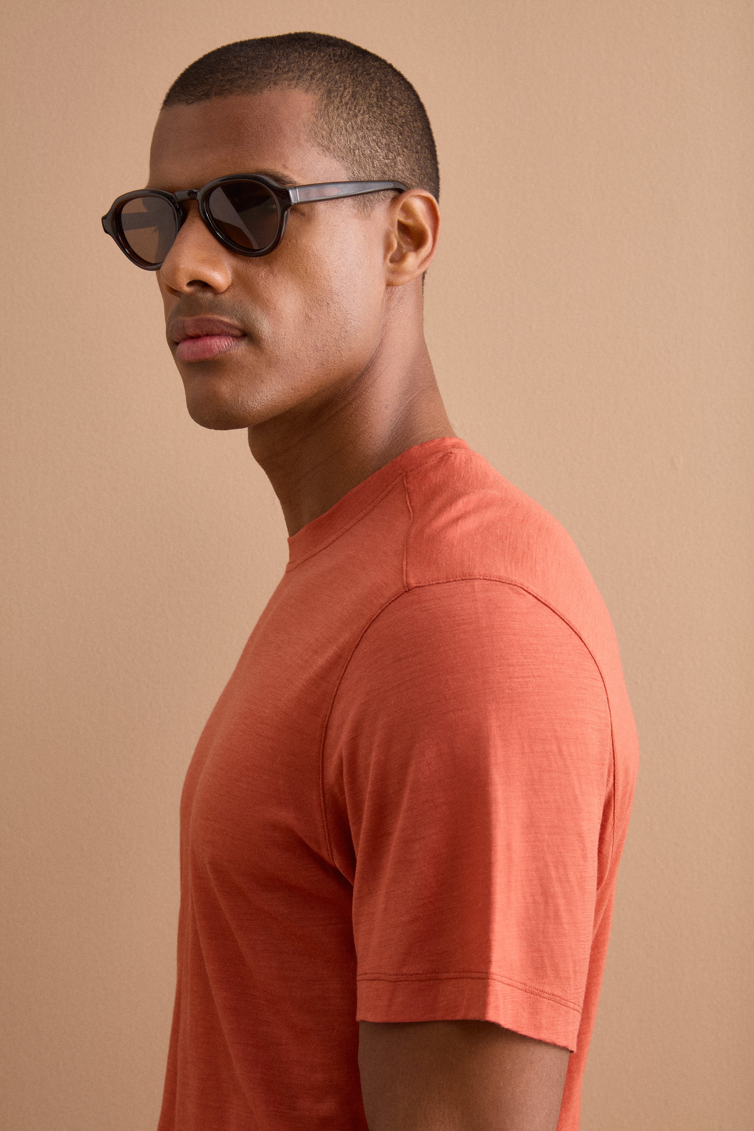 Regular Fit Merino Wool T-Shirt - Rust